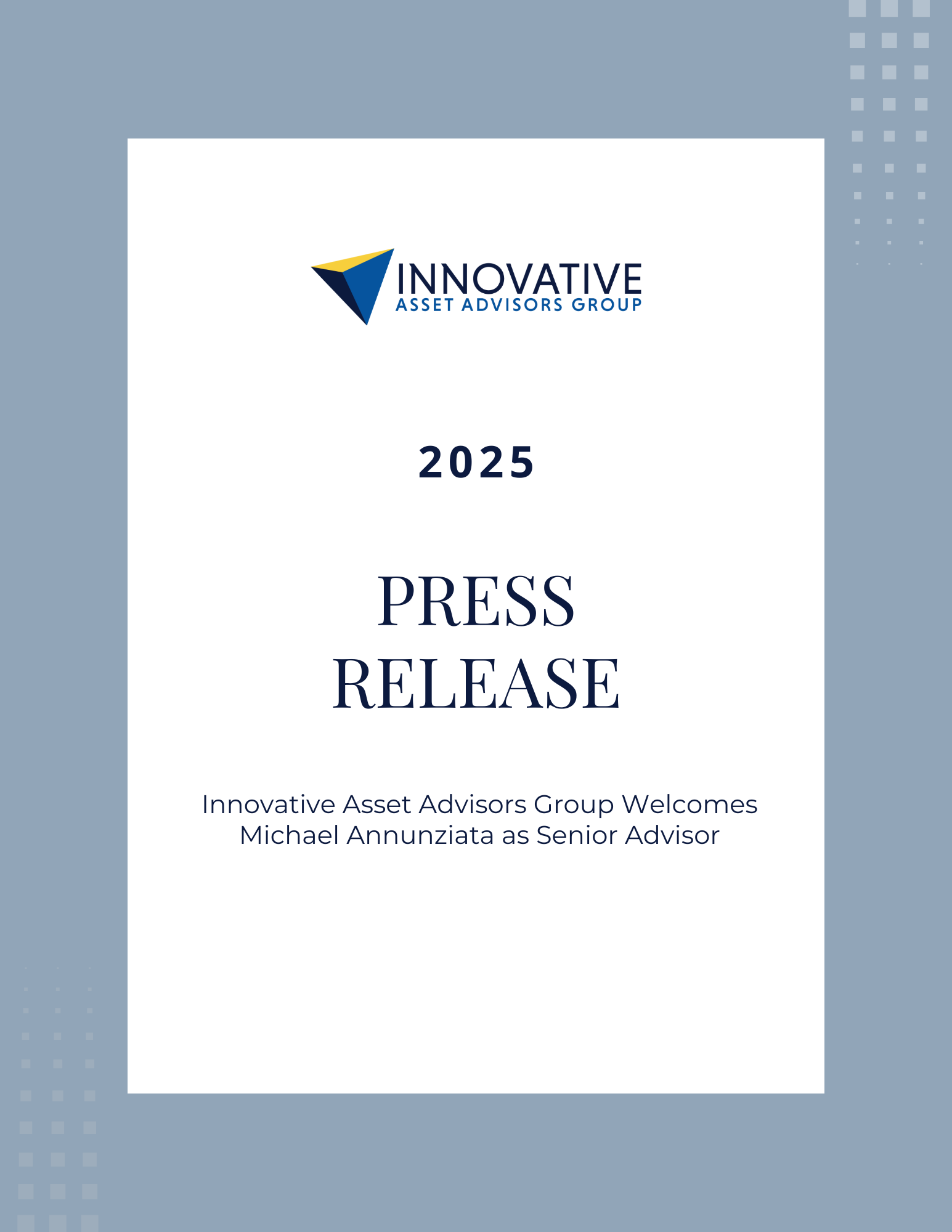 Innovative Asset Advisors Group Welcomes Charles Winston as Senior Advisor