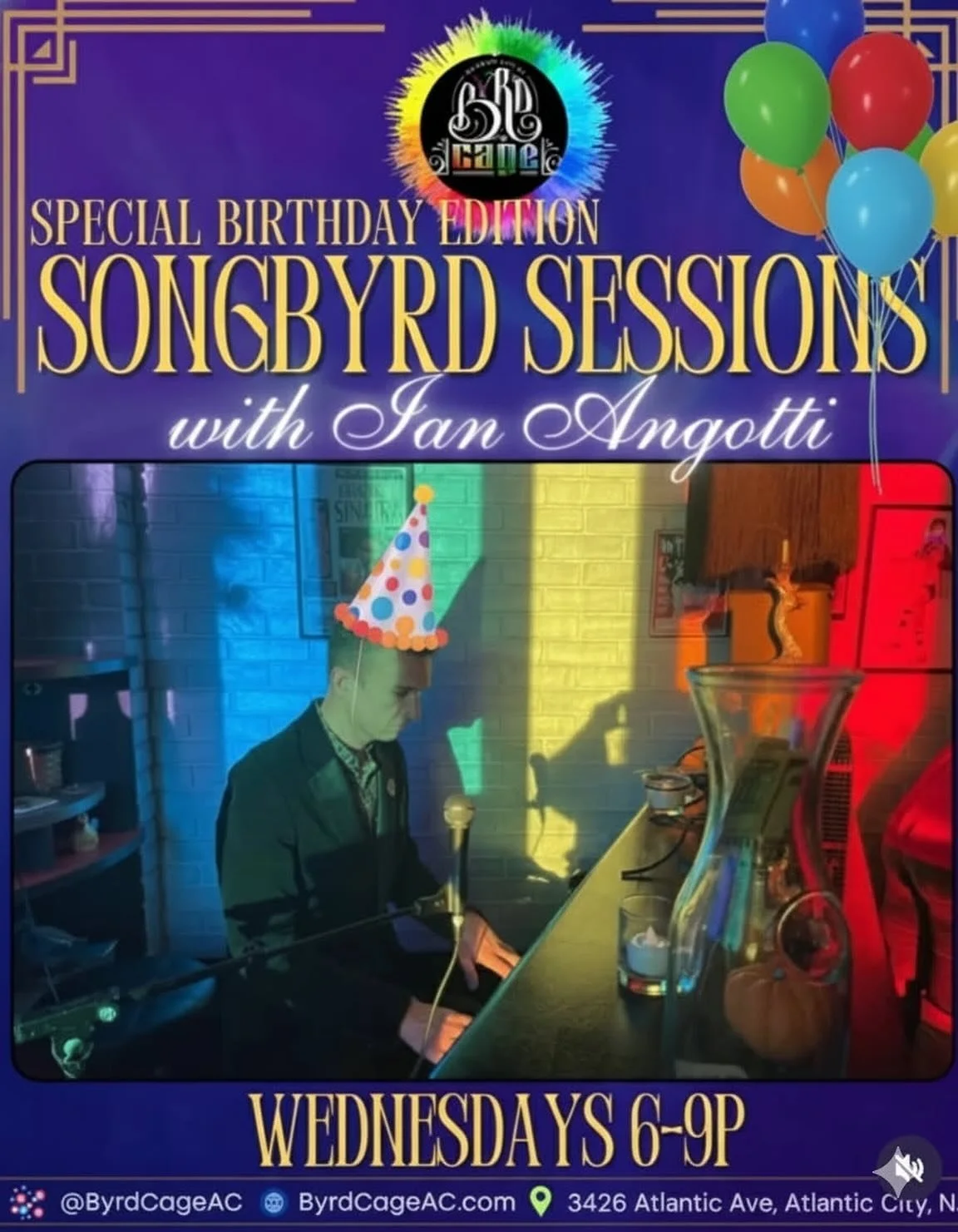 Come out and celebrate the Songbyrd himself as Ian plays all his favorites (and yours) in an extra special Birthday edition of Songbyrd Sessions. This is one Wednesday vibe you don’t want to miss! 
P.S. All night Happy Hour!