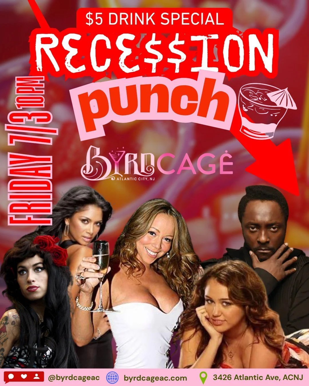 🎉 TONIGHT at ByrdCage: RECESSION PUNCH! 🍹

Turn back the clock with a night of the biggest throwback hits from the 2000s! From Mariah Carey and Amy Winehouse to Black Eyed Peas, Nicole Scherzinger, and more, we're bringing all the pop anthems that 
