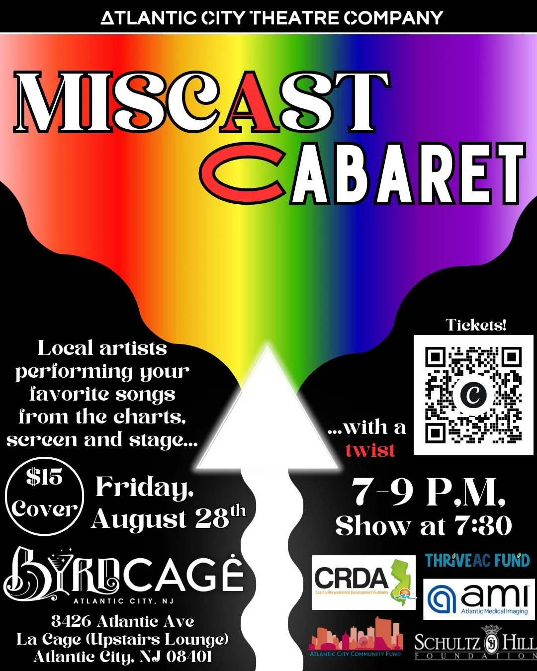 🎭 Get ready for a cabaret with a twist! 🌈

The Atlantic City Theatre Company presents Miscast Cabaret, a playful night where talented local artists step outside their usual roles to perform favorite songs from the charts, screen and stage. Expect u