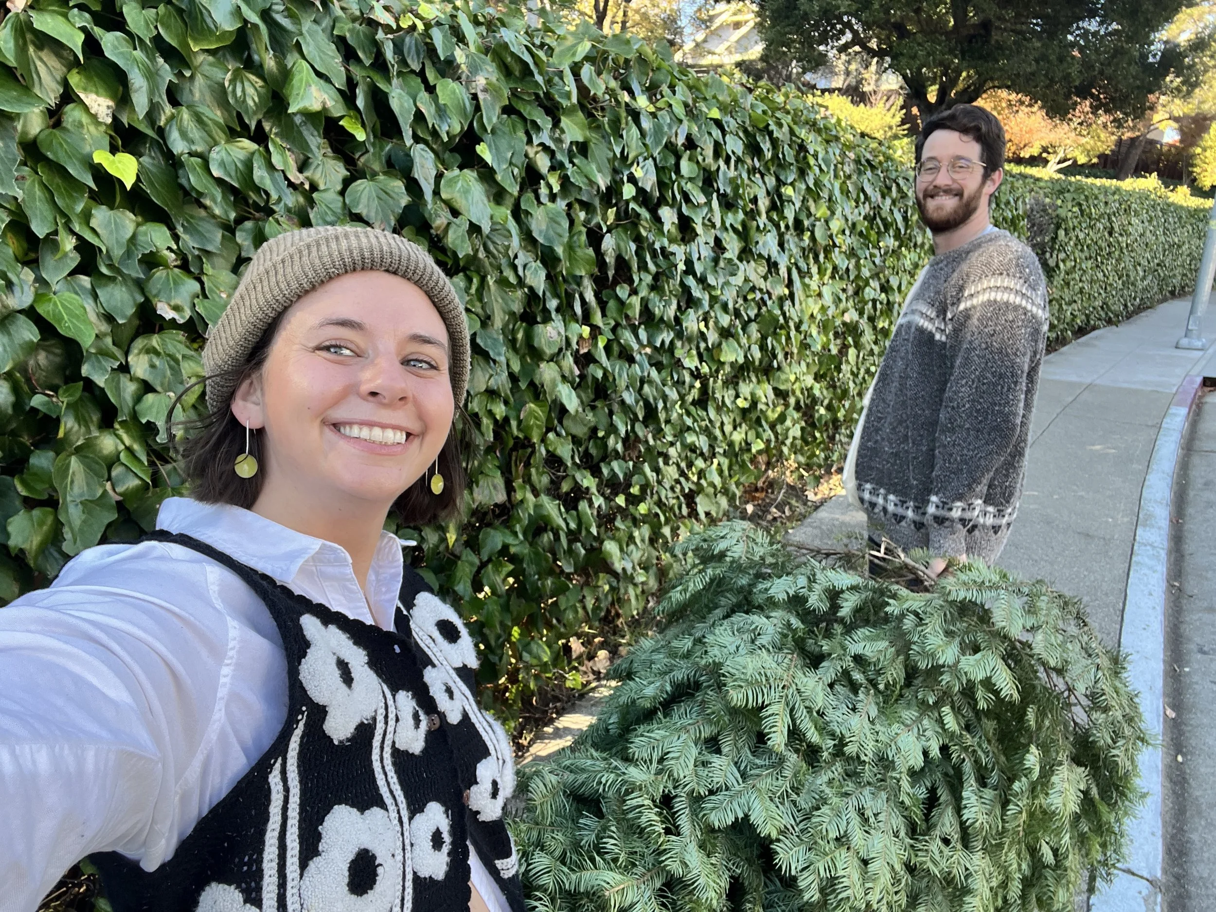 Our annual walk home with our Christmas tree (Nov 2024)