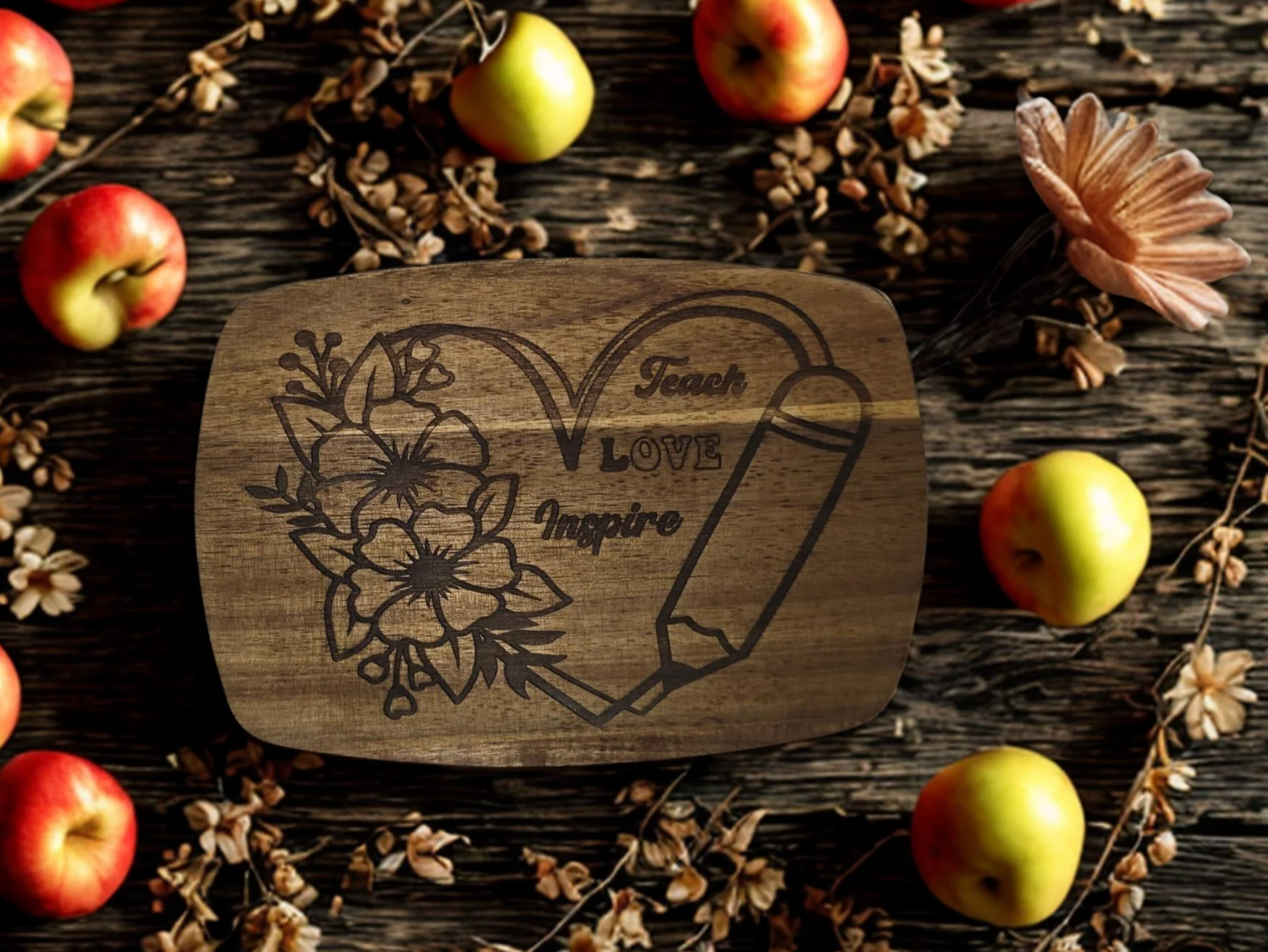 Teachers Appreciation Gift, Christmas Cutting Board, Back to School, Engraved Wood Cutting Board