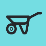 Wheelbarrow icon on teal background