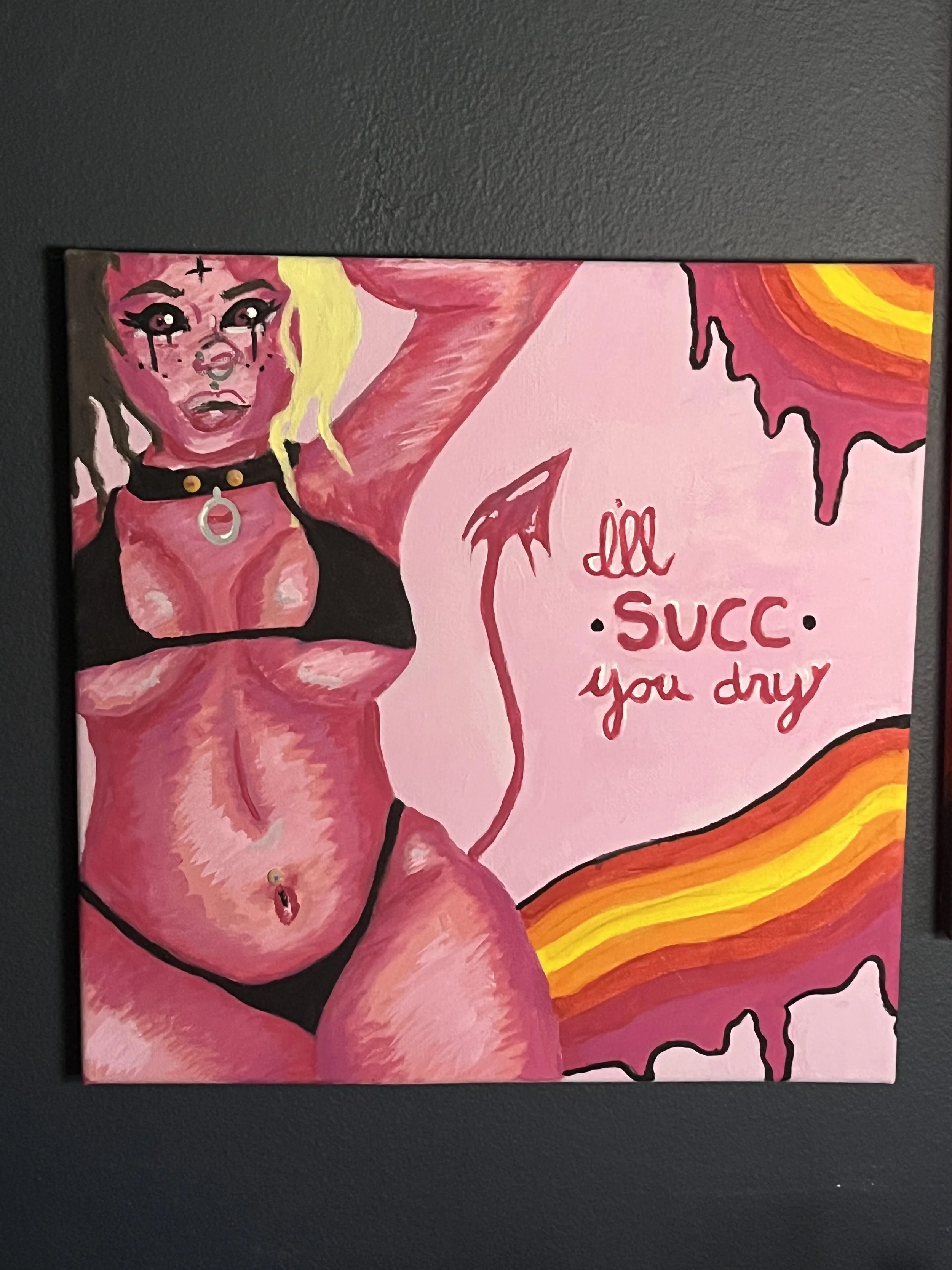 RinaKitty Demon Succubus Original Painting - LW 2022 (Acrylic on 12x12 Canvas)