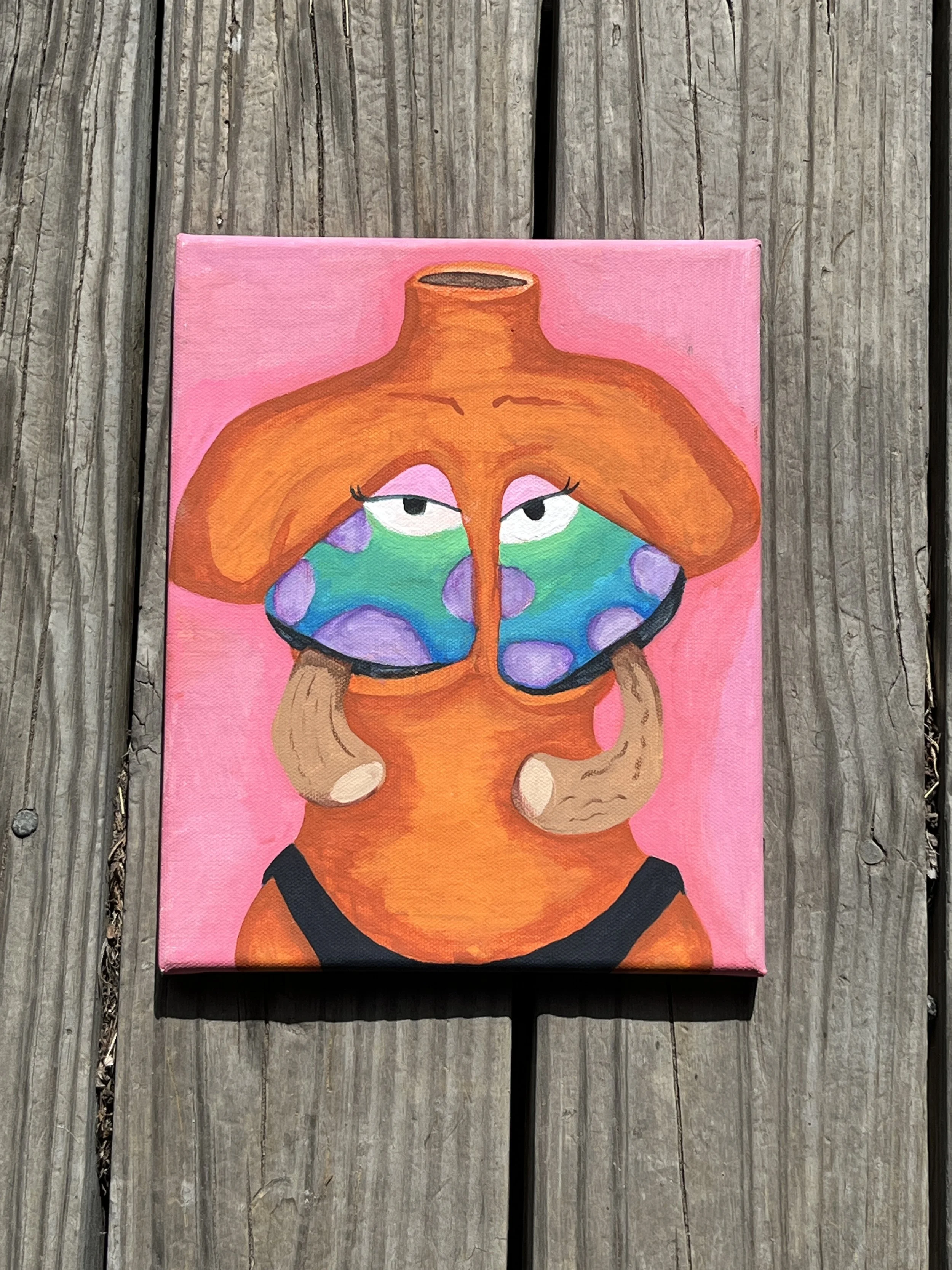 My First Time - Surreal Acrylic Painting on Canvas 8x10