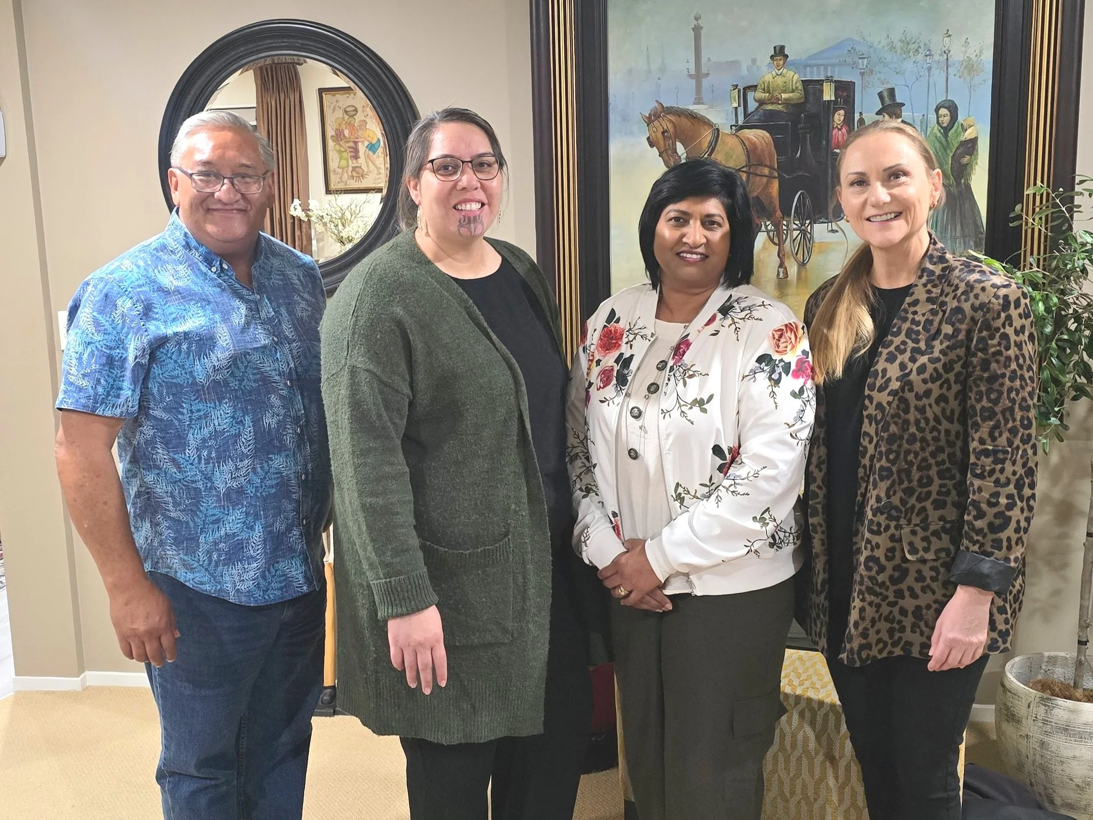 Our Board at their first official Board meeting! Te Hurihanga, Elyse, Devs & Jenny