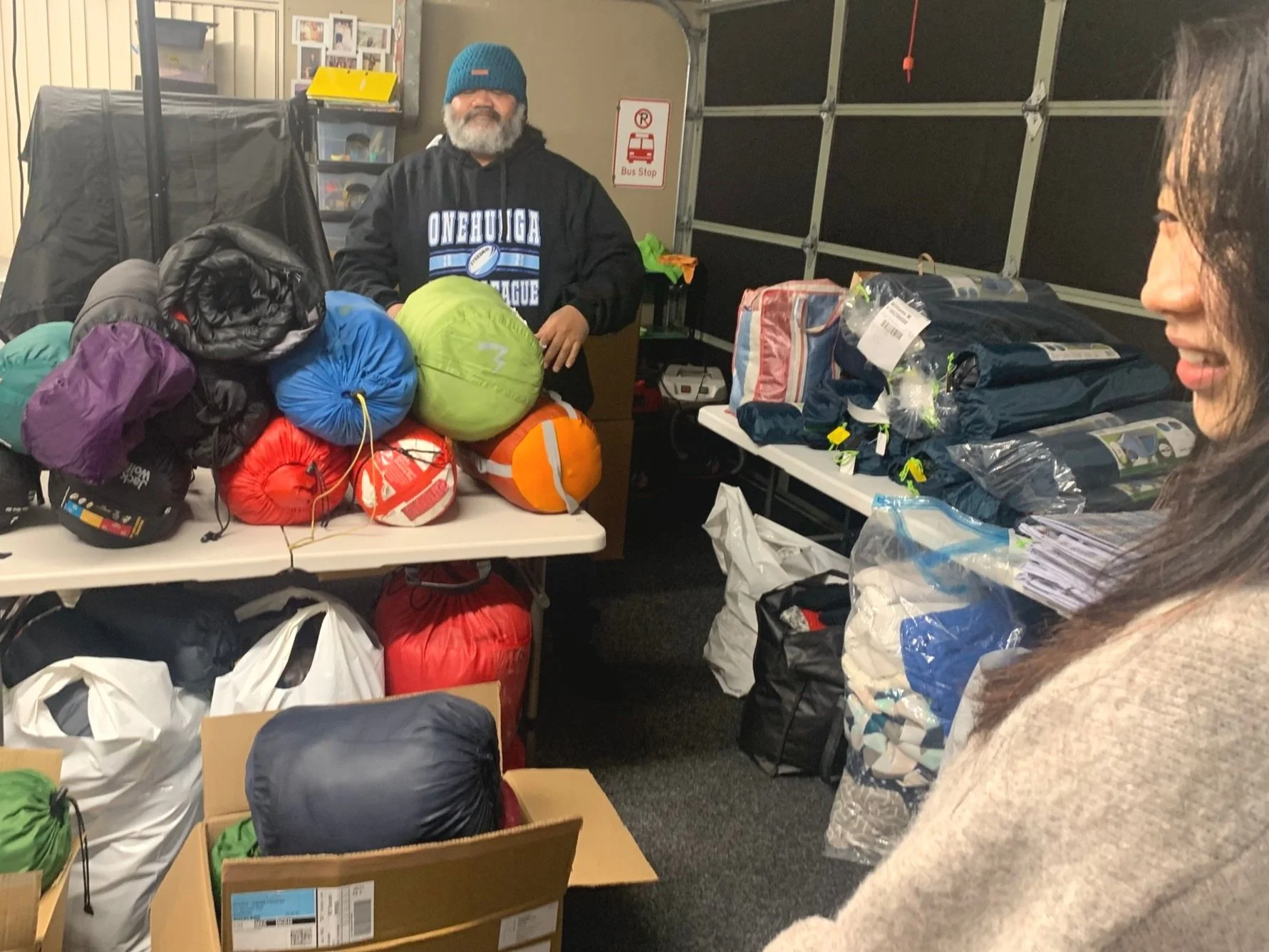 People from our community came and dropped off more than 25 good quality sleeping bags - and we bought 25 tents with the $$$ we raised