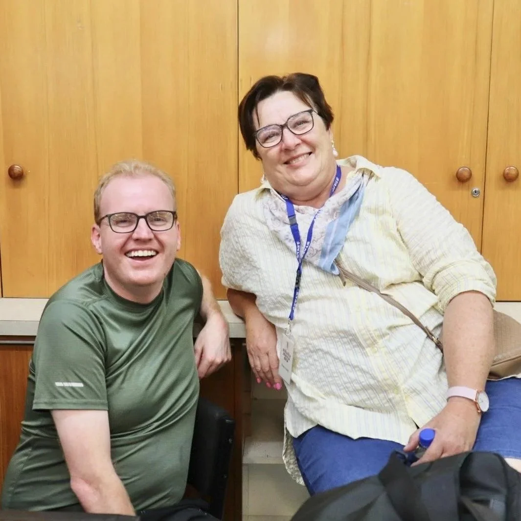 Margaret with Aiden - our fantastic techy guy!