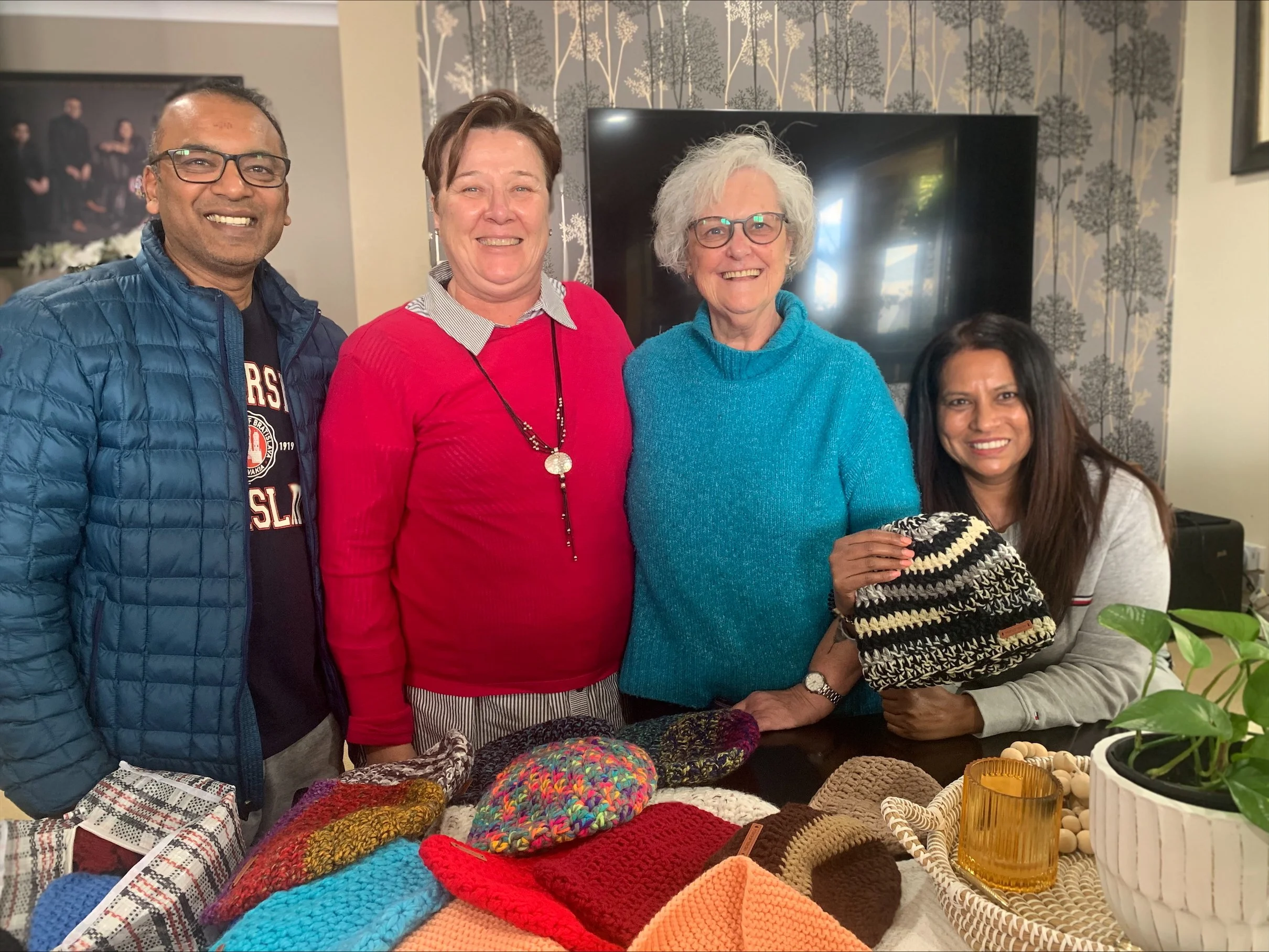 Kaye is a legend - two giant bags of brand new, hand-knitted beanies for our winter warmth drive