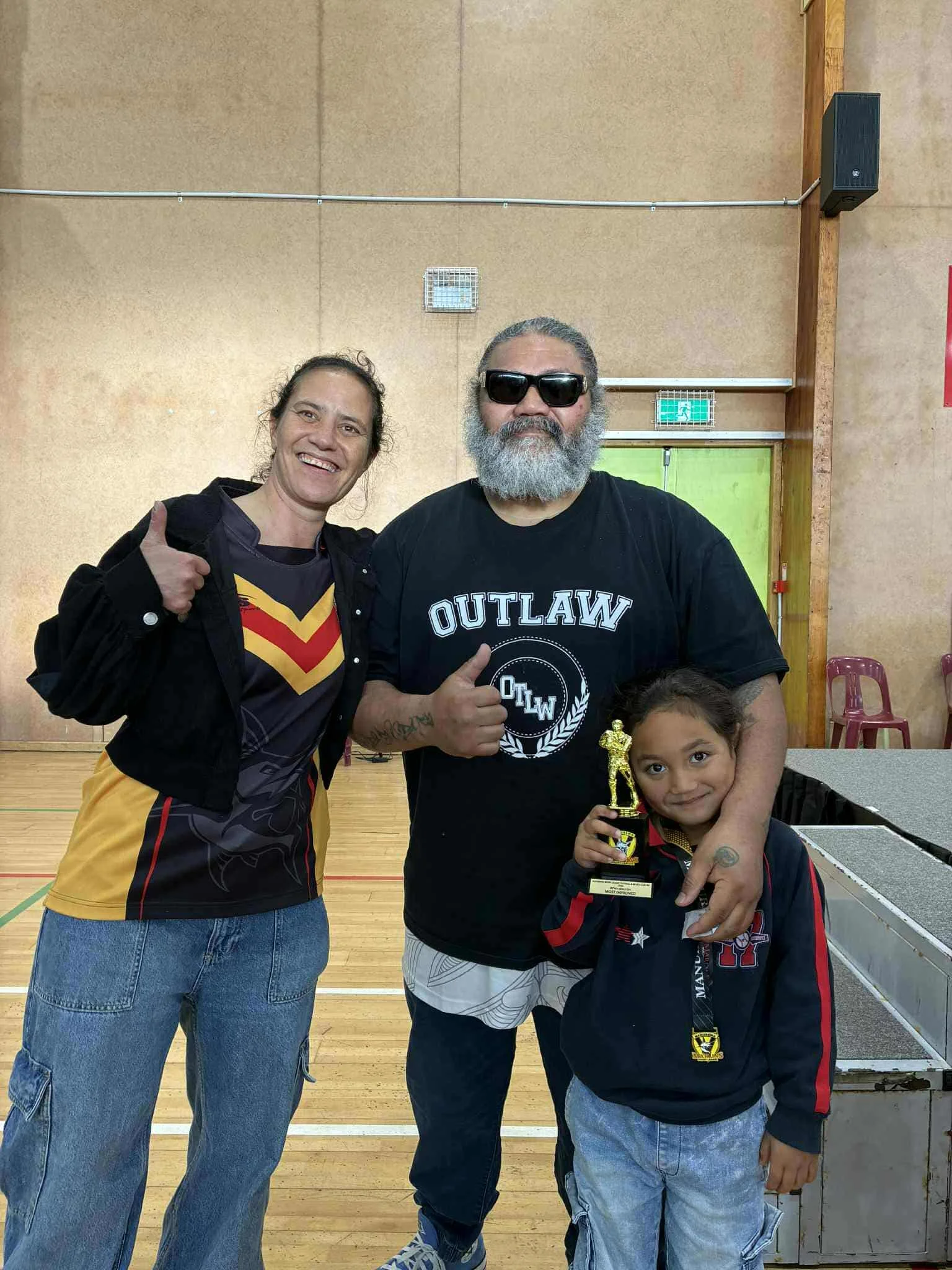Pania is now one of the managers for the Manurewa Marlins rugby league Premier 1st team and is on the committee. She recently MC'd their prizegiving and did an amazing job according to Ali who snapped a pic with her and his moko (most improved)!