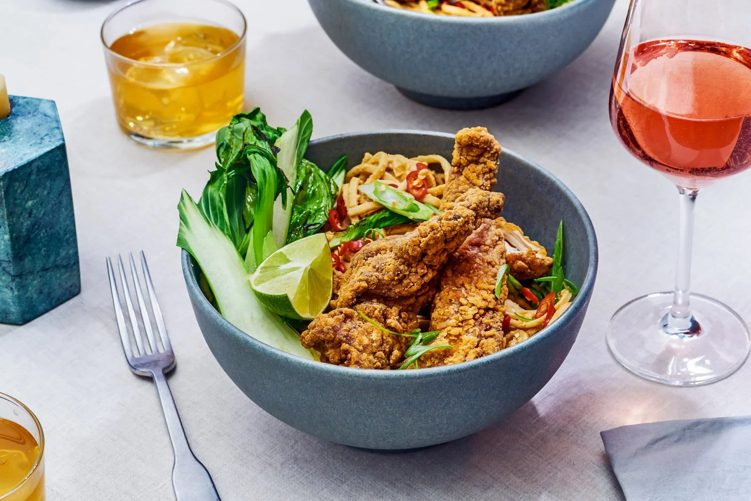 Spicy Sesame Noodle + Fried Chicken Summer Soba Bowl