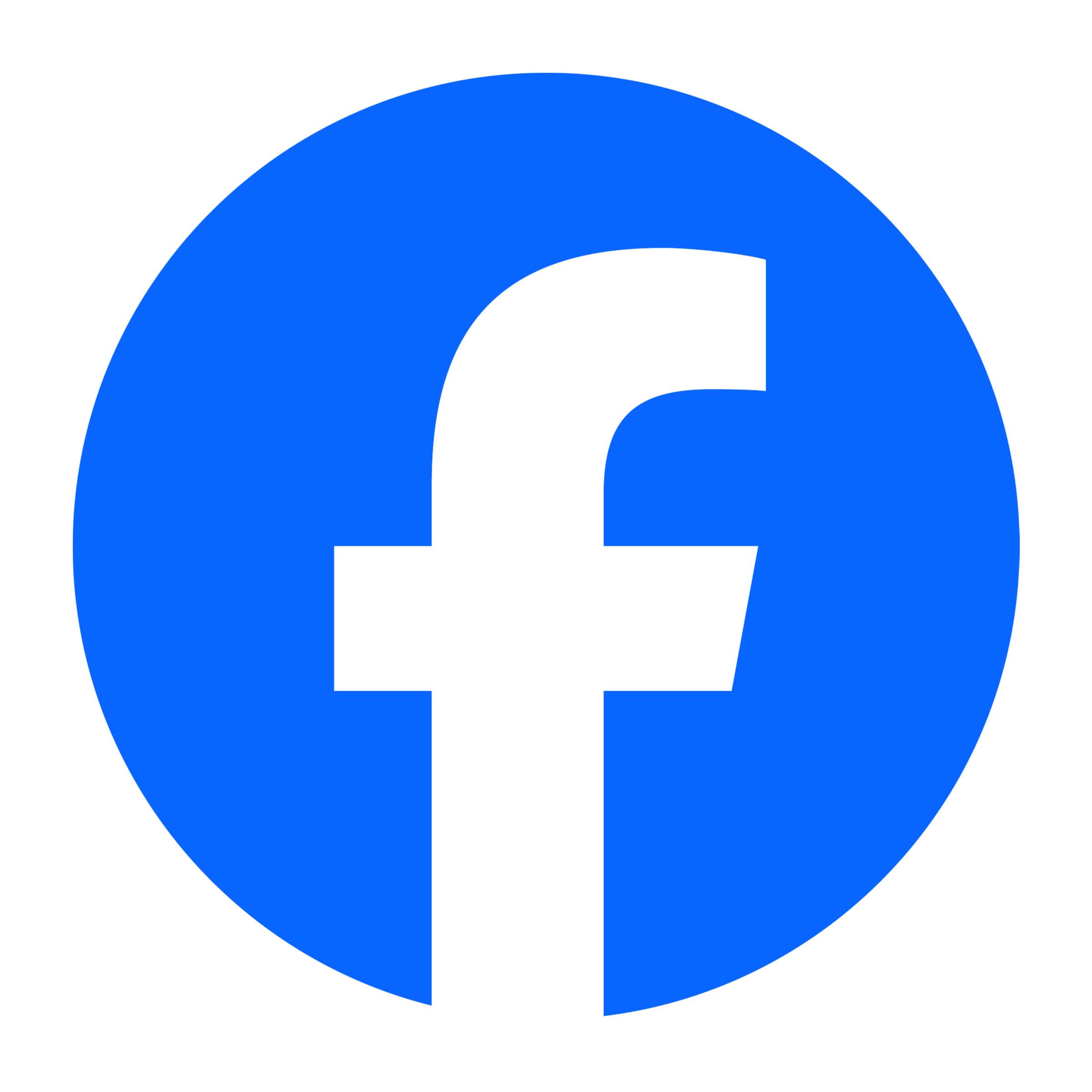 Facebook logo with a white lowercase 'f' on a blue circular background.