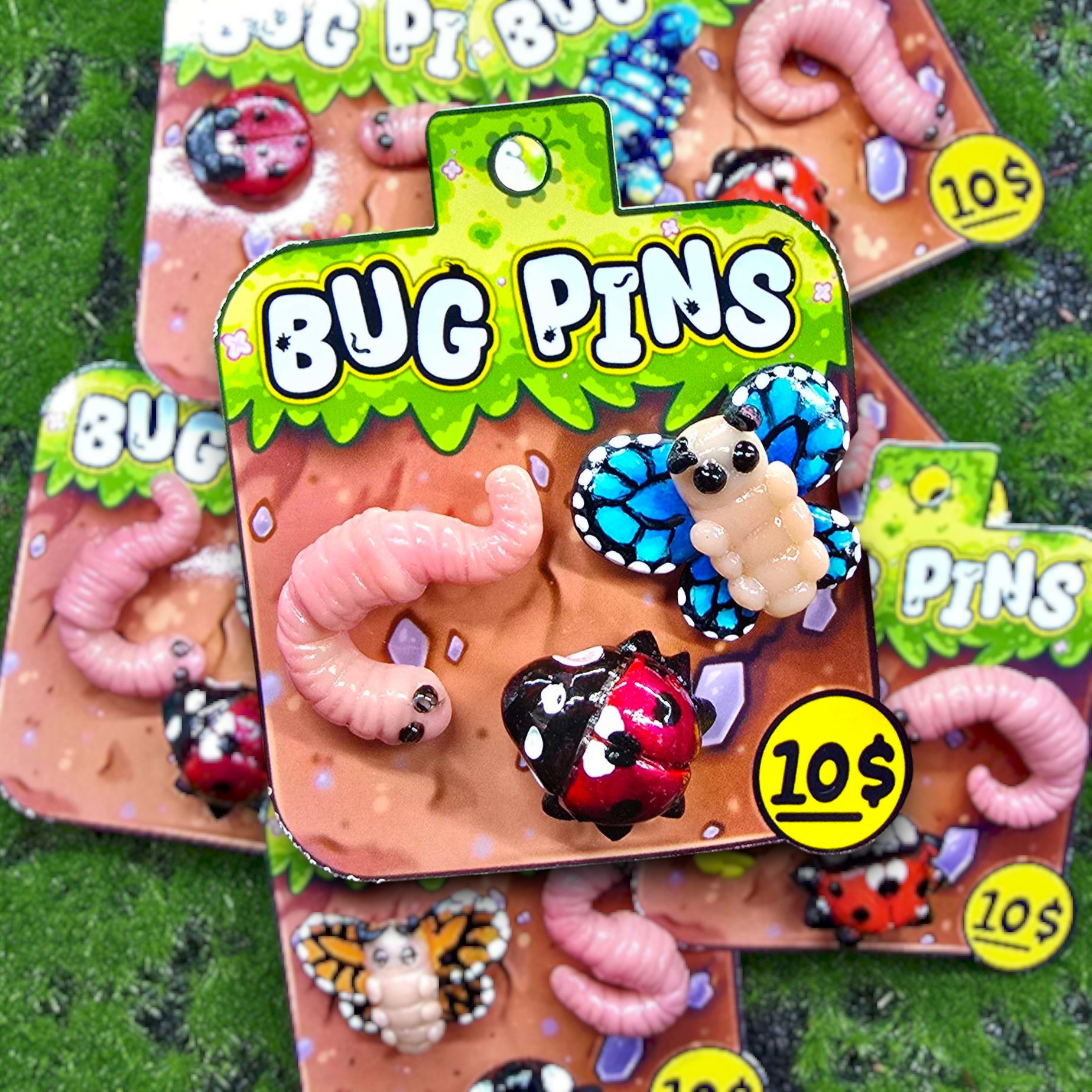 Tiny Bug Clay Decorative Clothing Pins | Insect Handmade Pin Badge | Miniature Insect Brooch