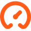 A stylized, orange telephone handset icon with sound waves around it.