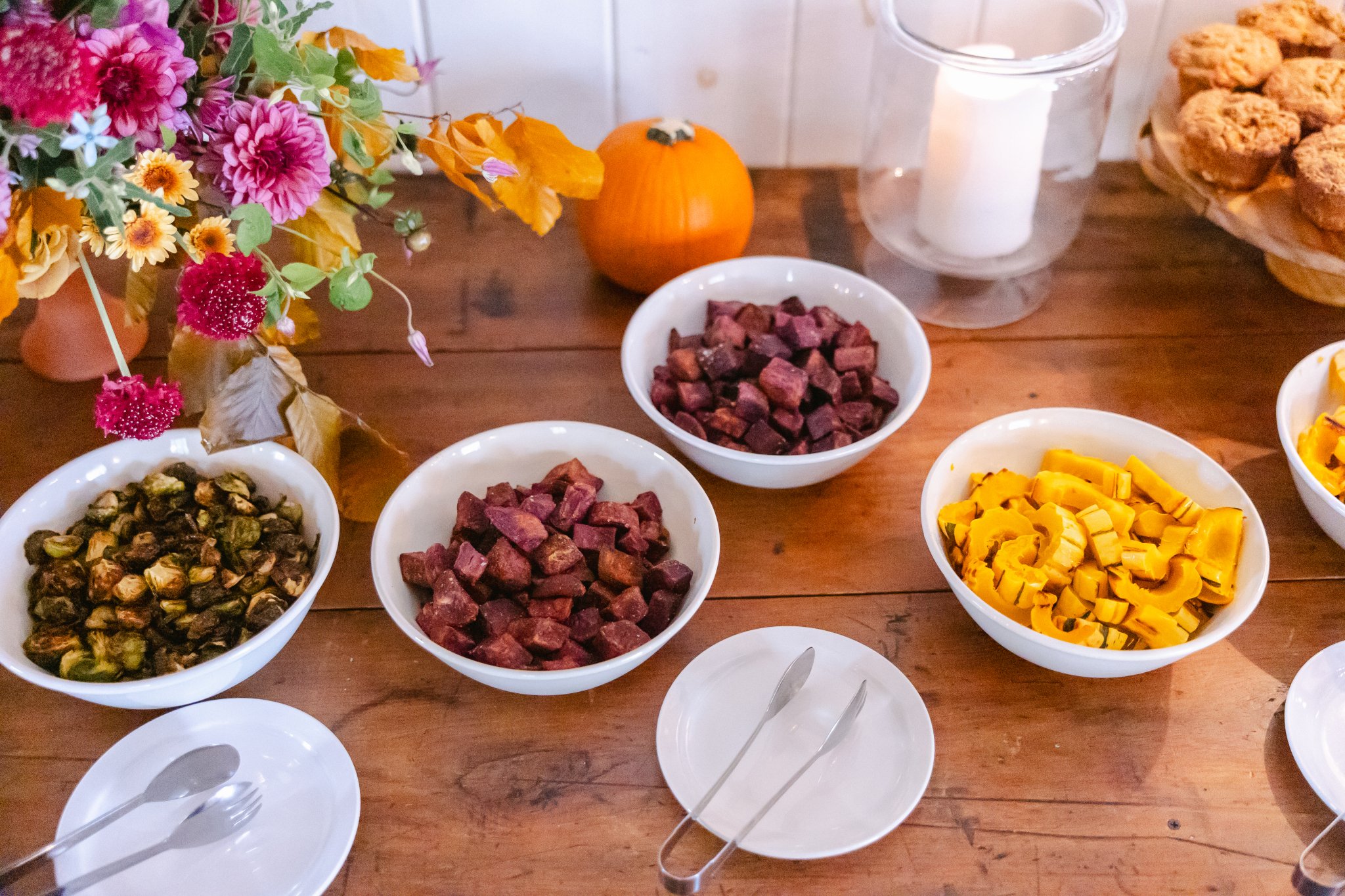 Eating lunch at home.