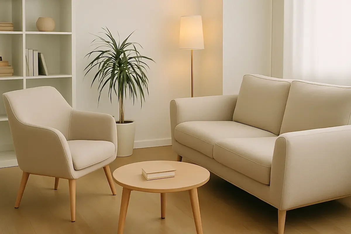 Comfortable therapy room in a private psychological practice in Helsinki