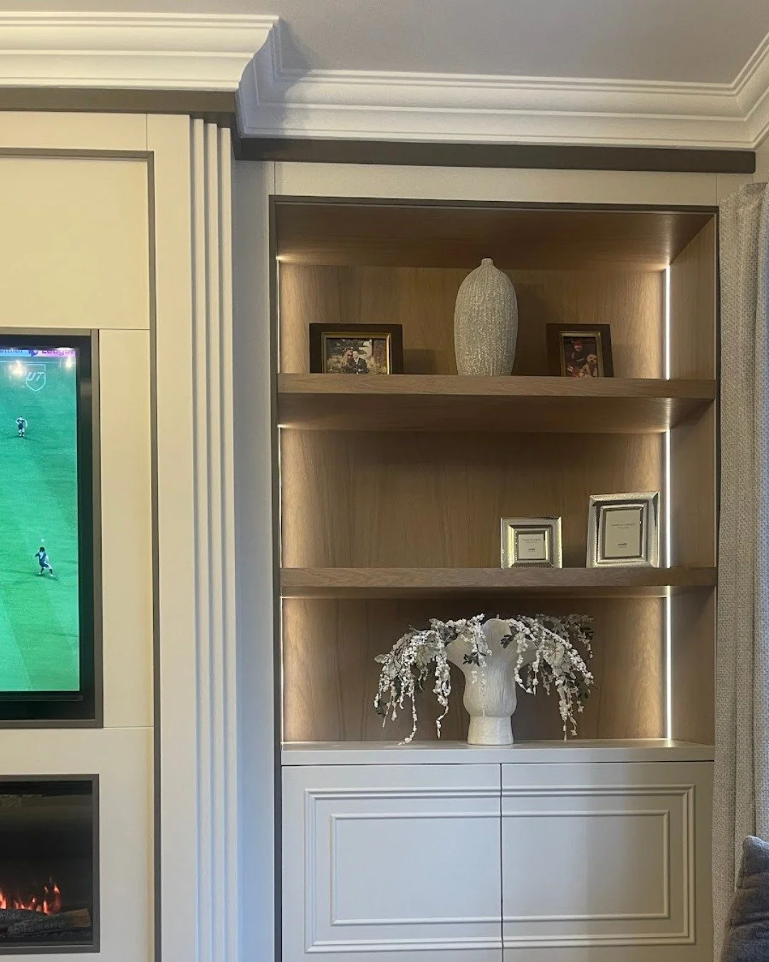 The details change, but the intention stays consistent, creating joinery that fits naturally into how the room is used and feels right at home from day one.

#thoughtfuldetails #customfurniture #mediawalldesign #cabinetrydesign #bookcase #librarydesi