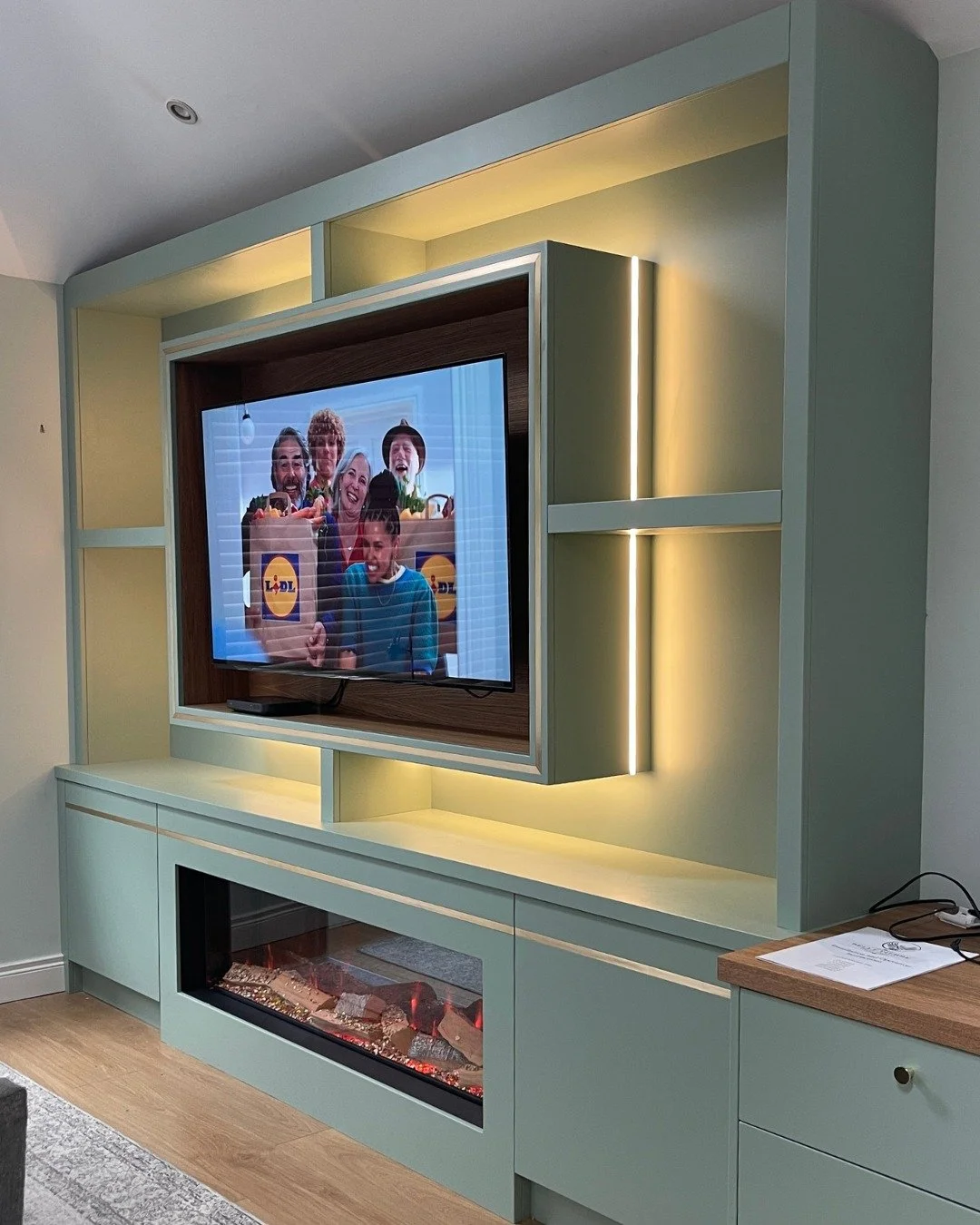 This is where evenings usually end, with a show playing softly in the background, the warm glow, the fire, and everyone gradually settling into their spot. It&rsquo;s less about what&rsquo;s on and more about the comforting habit of gathering here, s