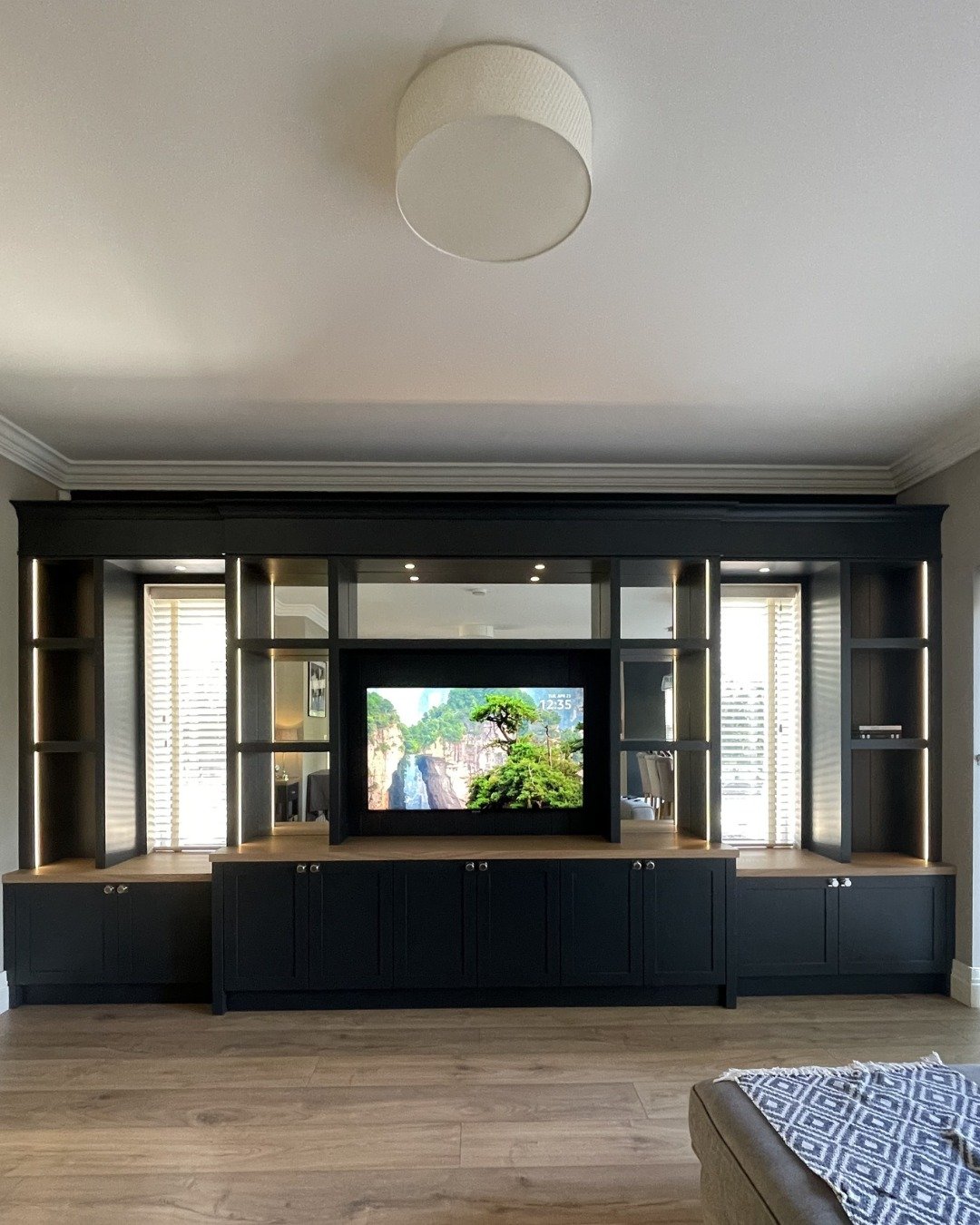 Where the living room turns into the best spot in the house.

#mediawalldesign #furnituredesign #movienights #livingroomdesign #interiordesign