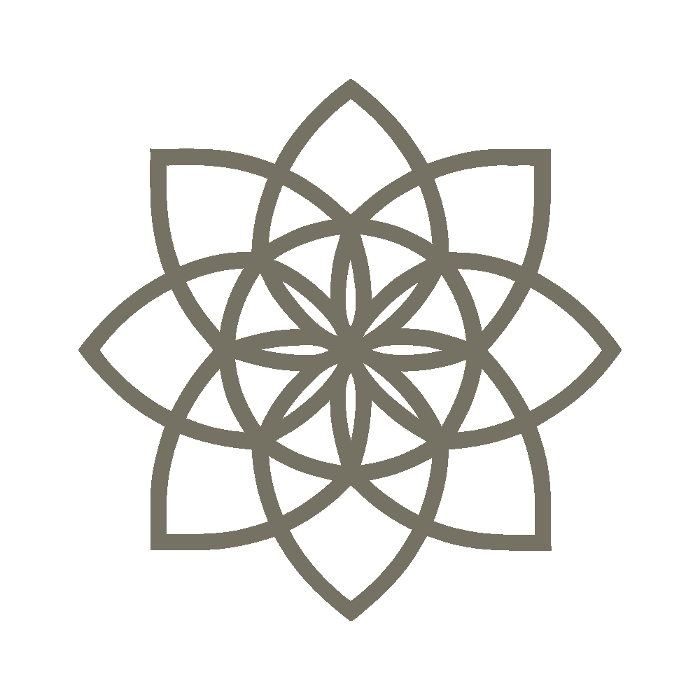 A purple mandala-style geometric pattern with symmetrical shapes.