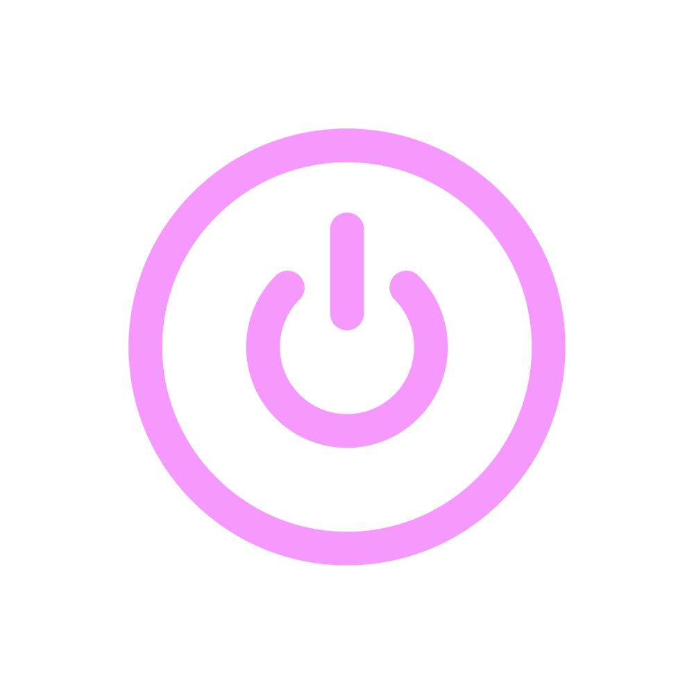 Pink power button icon on a white background, which represents the Activate phase of training from Zeljka Cacic-Escalera, a Tony Robbins and Chloe Madanes Trained Coach.