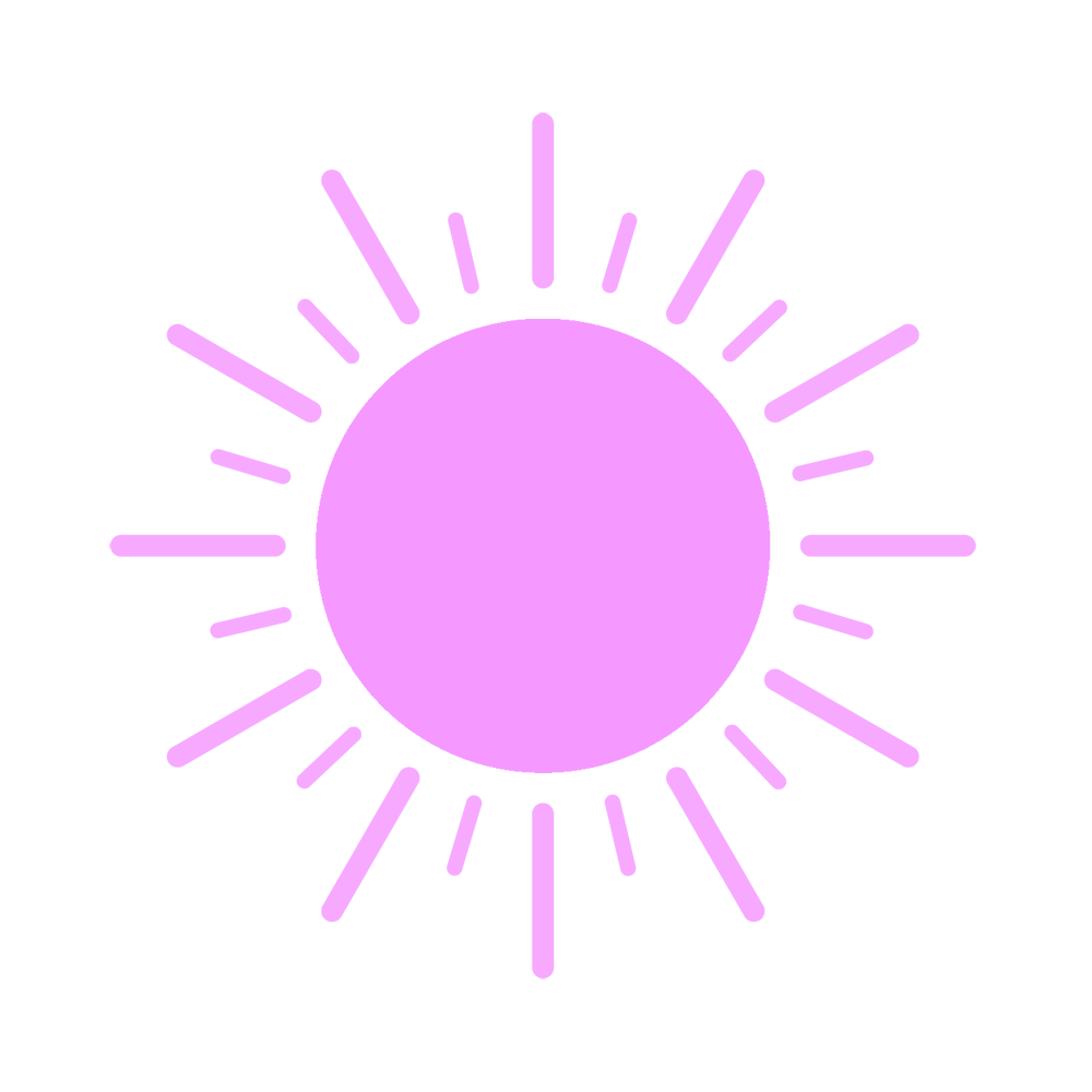 A stylized illustration of a purple sun with wavy rays extending outward on a white background, which represents the Awaken phase of training from Zeljka Cacic-Escalera, a Tony Robbins and Chloe Madanes Trained Coach.