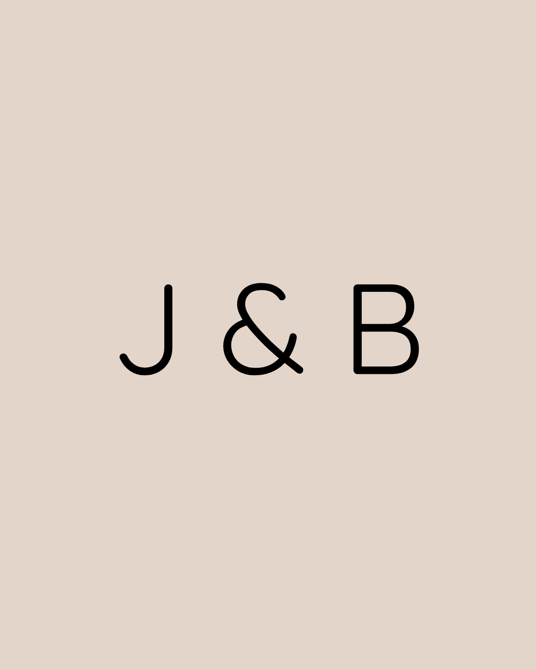 Beige background with black text reading 'J & B'.