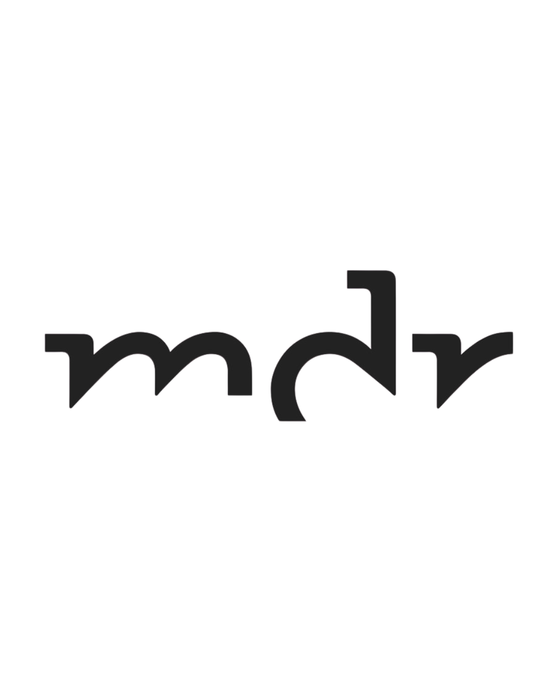 Black logo with the word 'mdr' in lowercase, stylized letters.