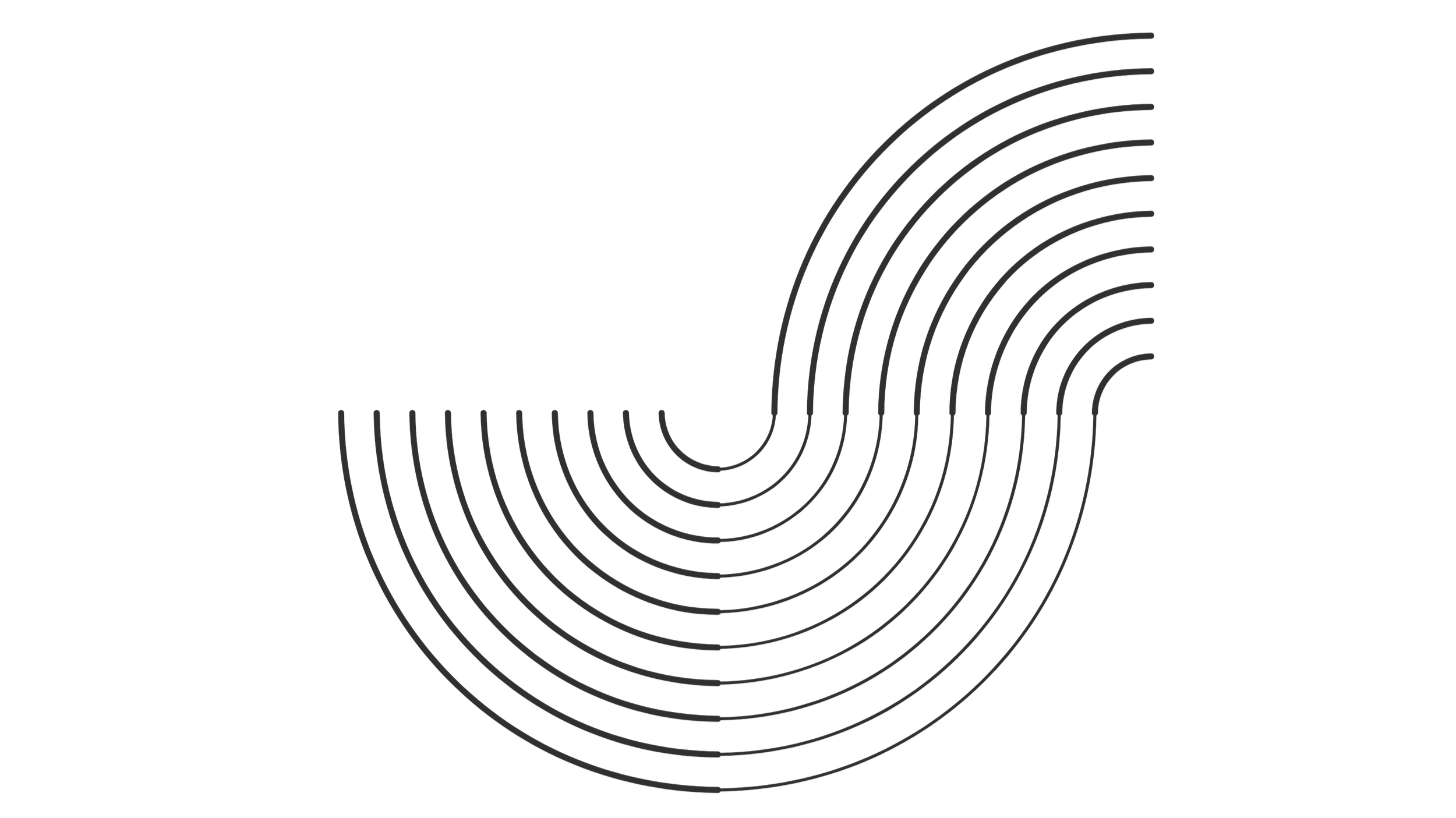 Line art illustration of abstract wave design on black background
