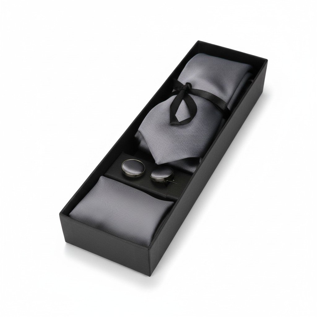 The Silver Thread: Grey Tie & Cufflink Gift Set