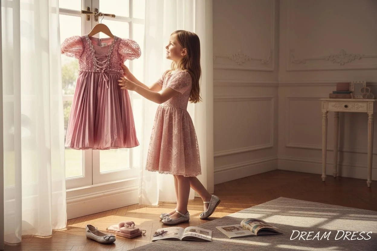 Rosy Lace Charm Dress  ( size 100)2-3 years