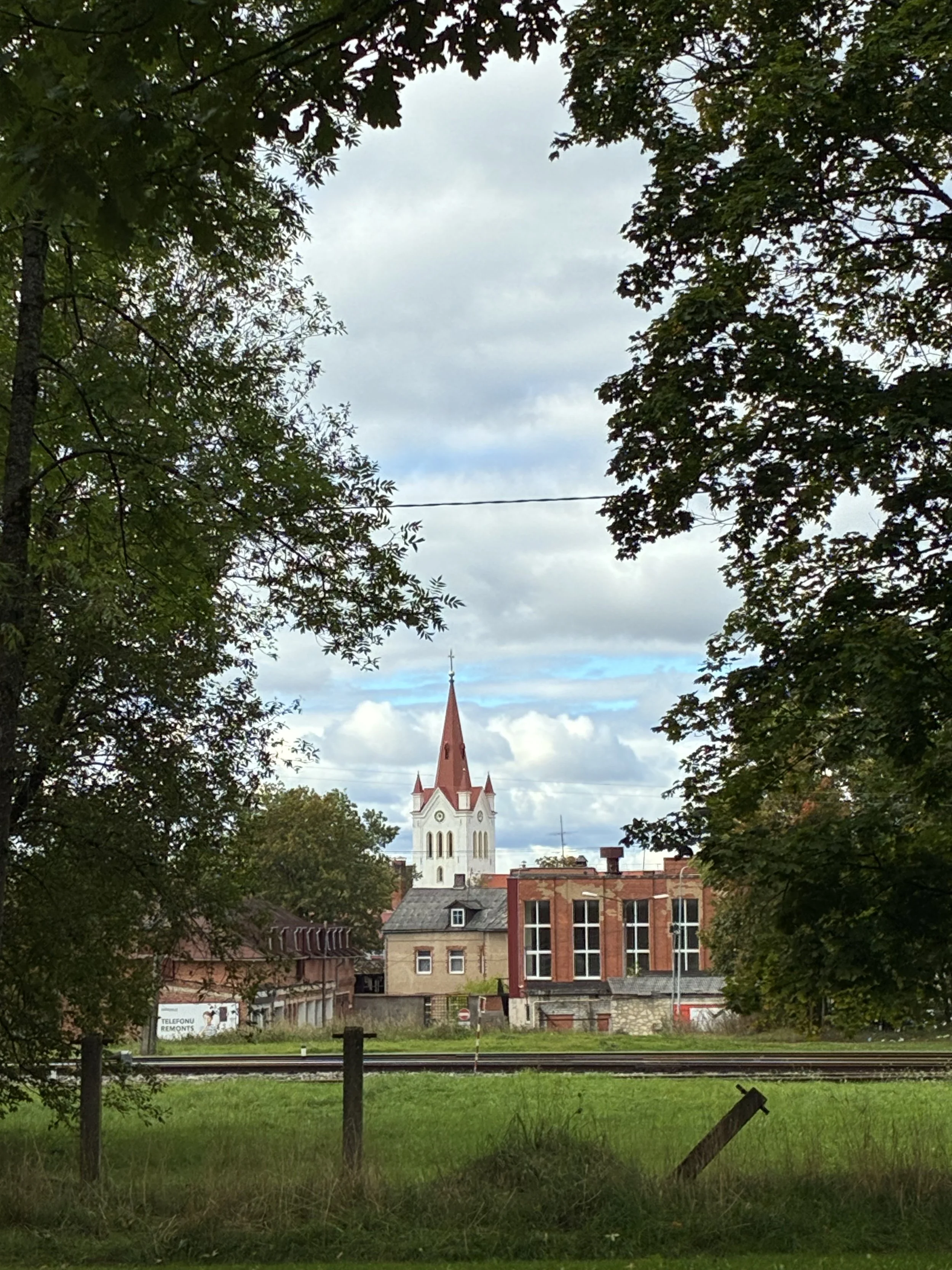 St. John’s Church steeple in Cēsis Old Town, Latvia