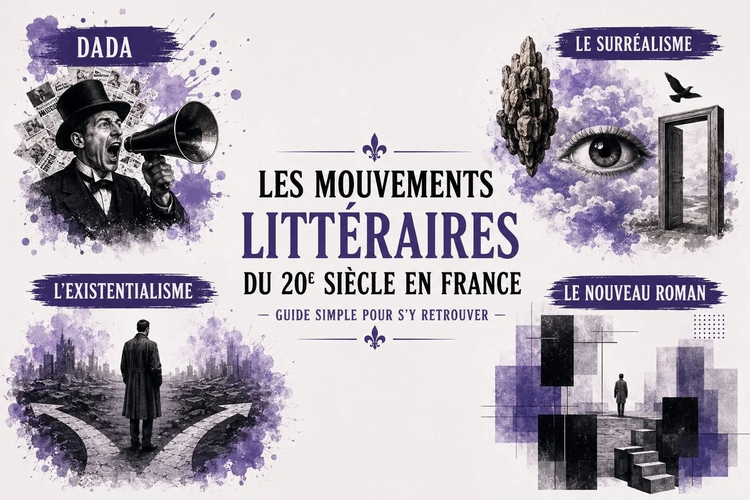 Les mouvements littéraires du 20e siècle en France : guide simple pour s'y retrouver
