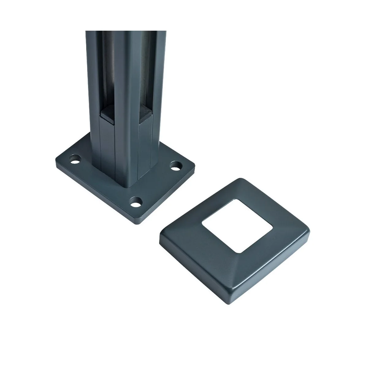 Aluminium Square corner post grey base detail
