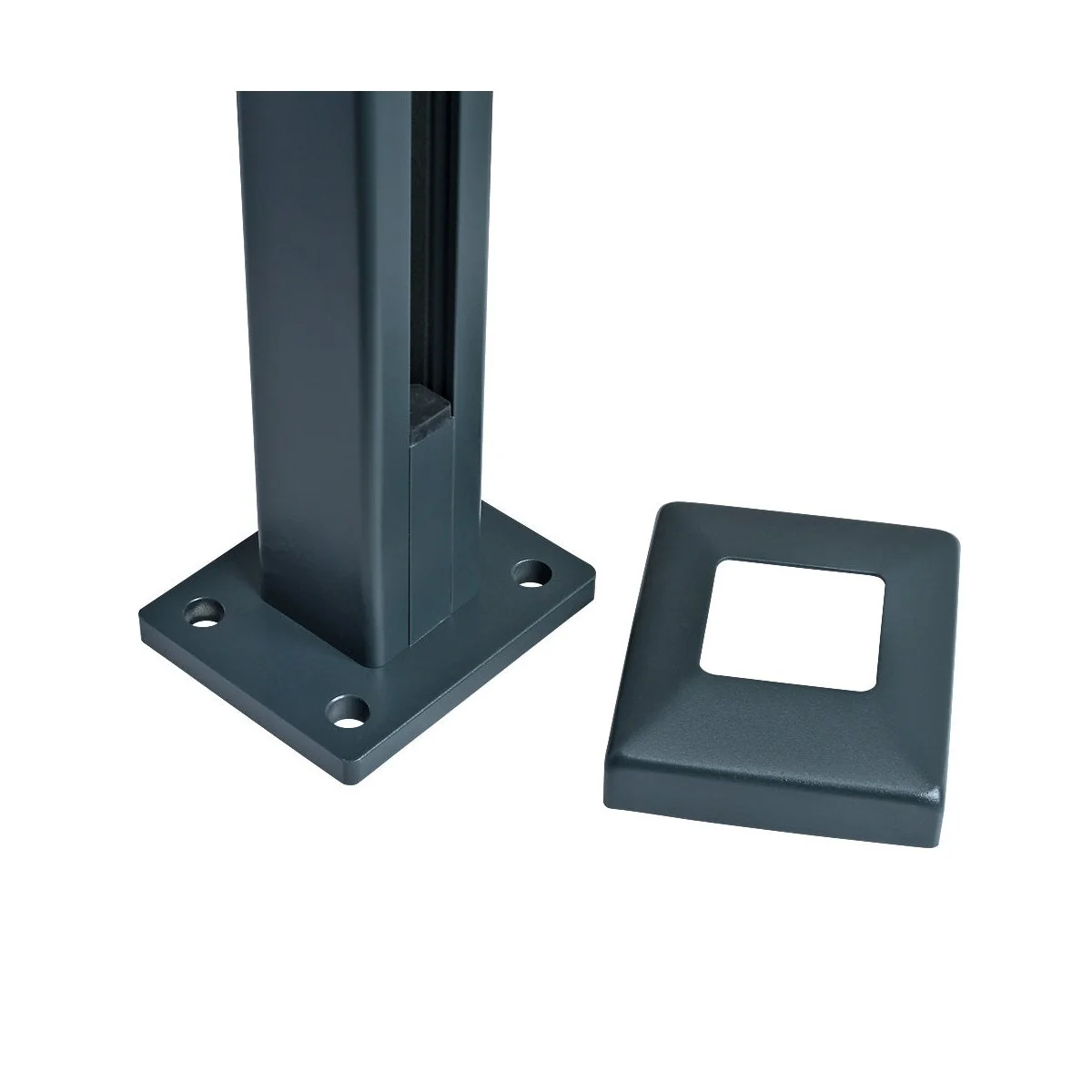 Aluminium Square middle post grey base detail