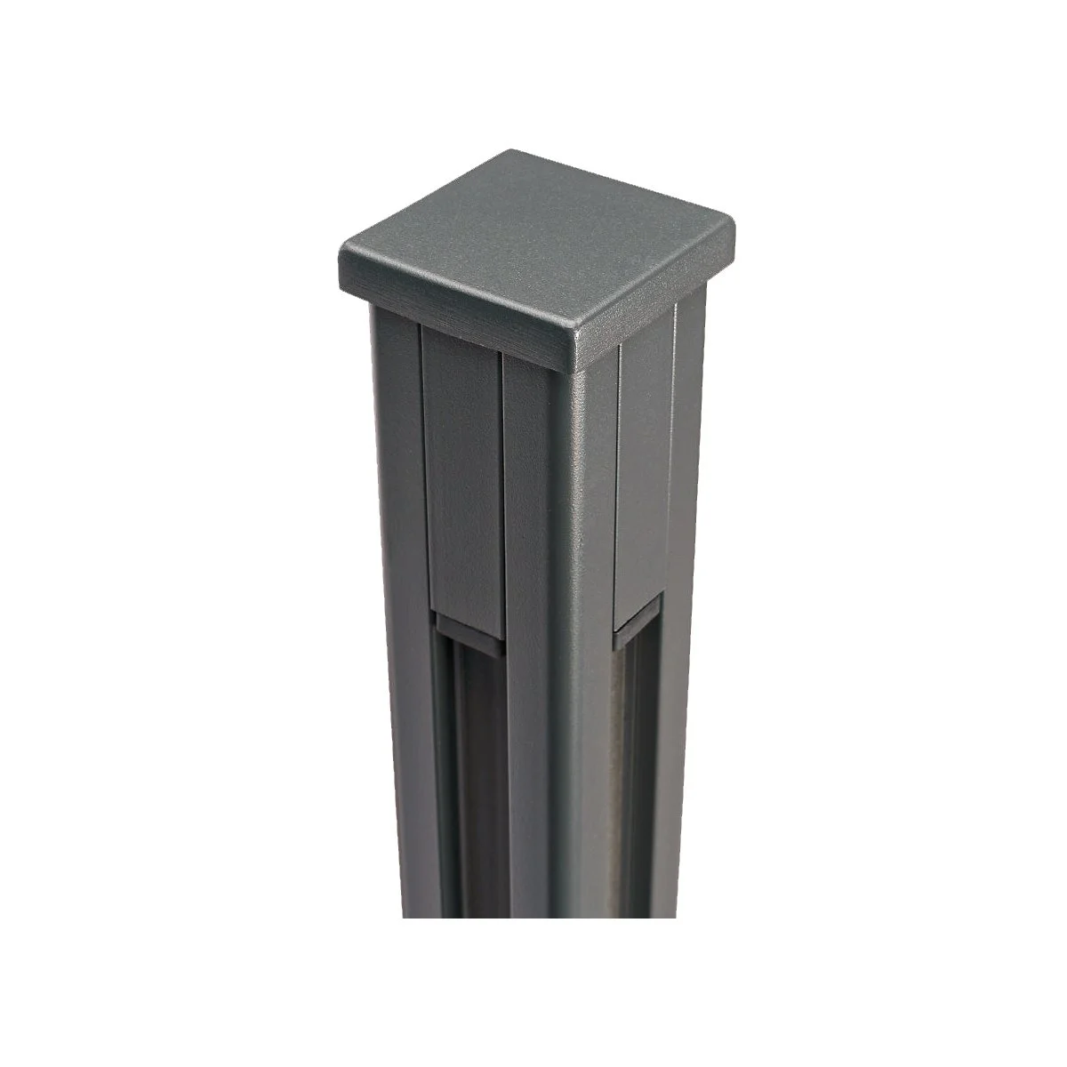 Aluminium Square corner post silver top detail