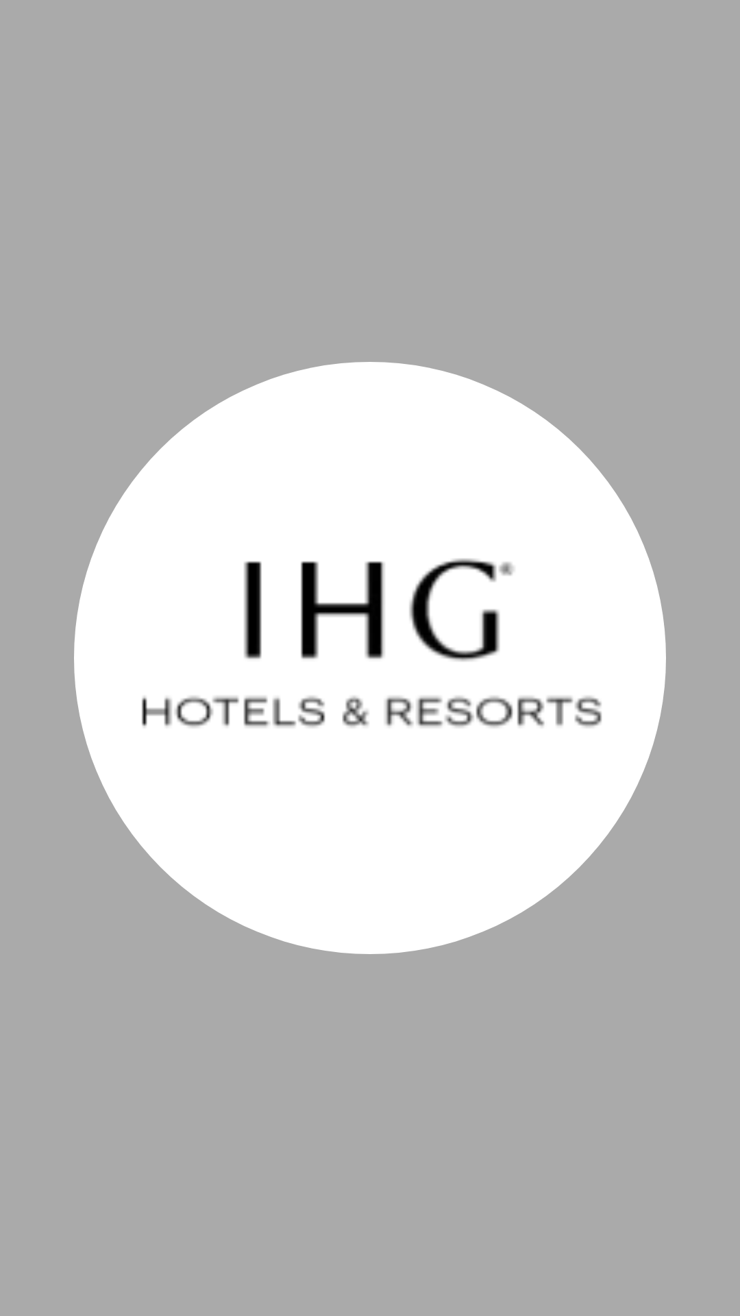 Logo for IHG Hotels & Resorts on a gray background.
