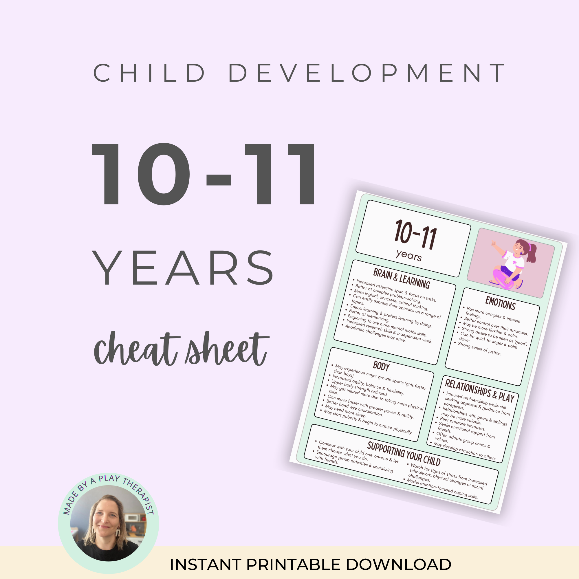 Child Development 10-11 Years Cheat Sheet