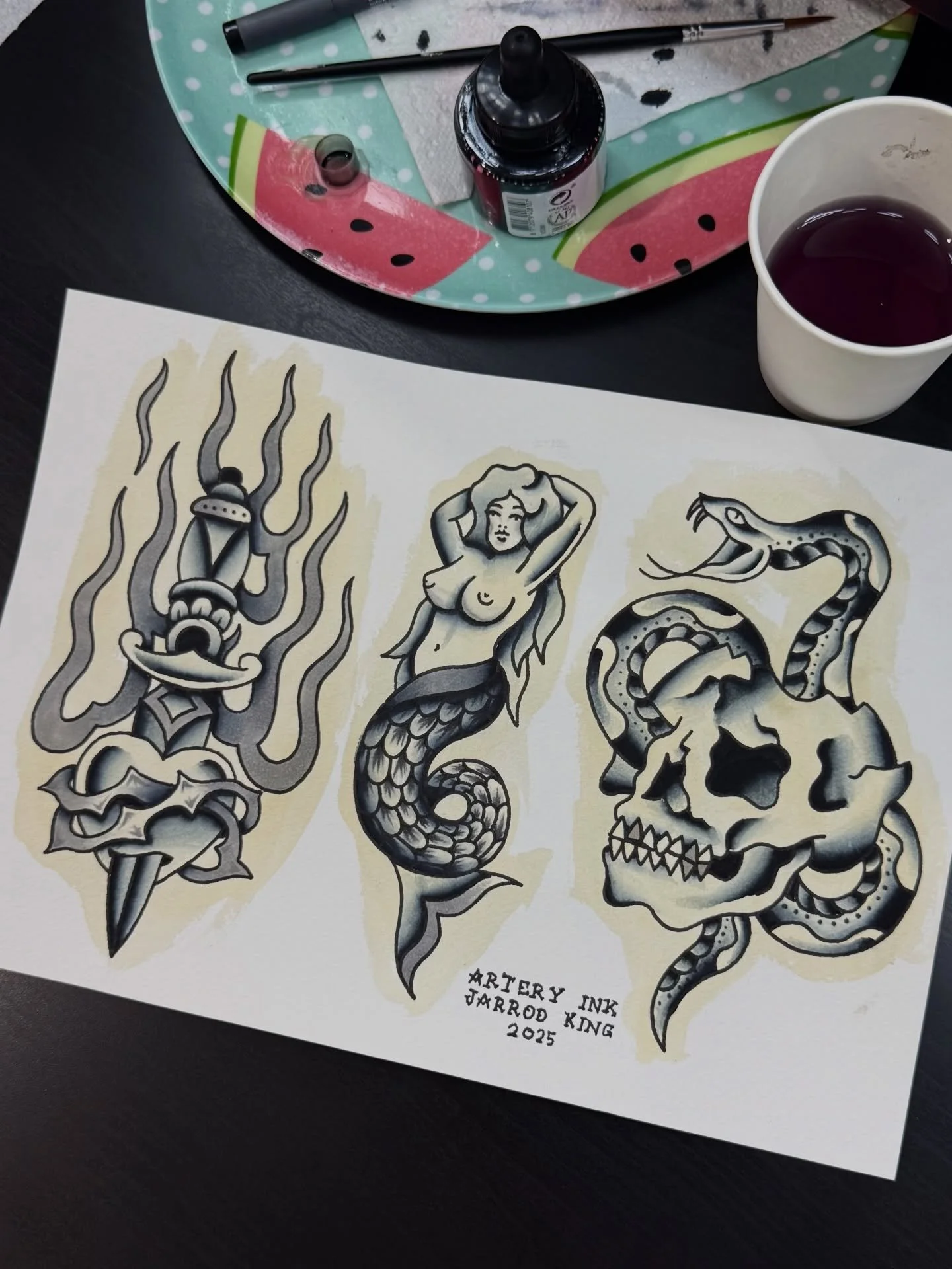 Tattoo designs painted up and ready for your skin 🐍

DM TO BOOK 💥

#sunshinecoasttattoo #traditionaltattoo #classictattoo