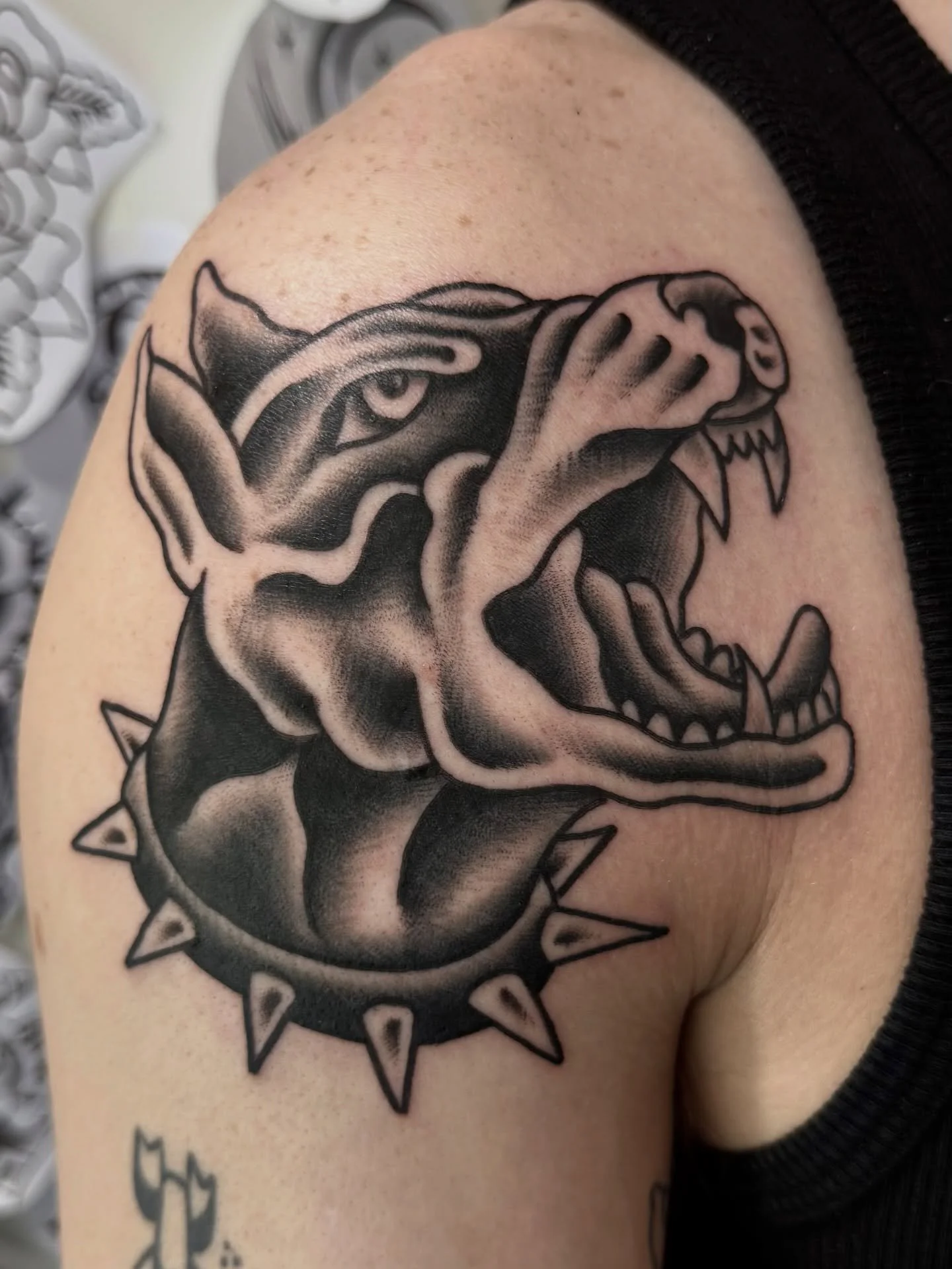 Dog on the shoulder and a swallow in the elbow ditch. Thanks for visiting Ciaran! 

I have one spot left on the coast in March, and a few spots left for April. Flick me a message if you want a tatt 🛠️

#sunshinecoasttattoo #brisbanetattoo #tradition
