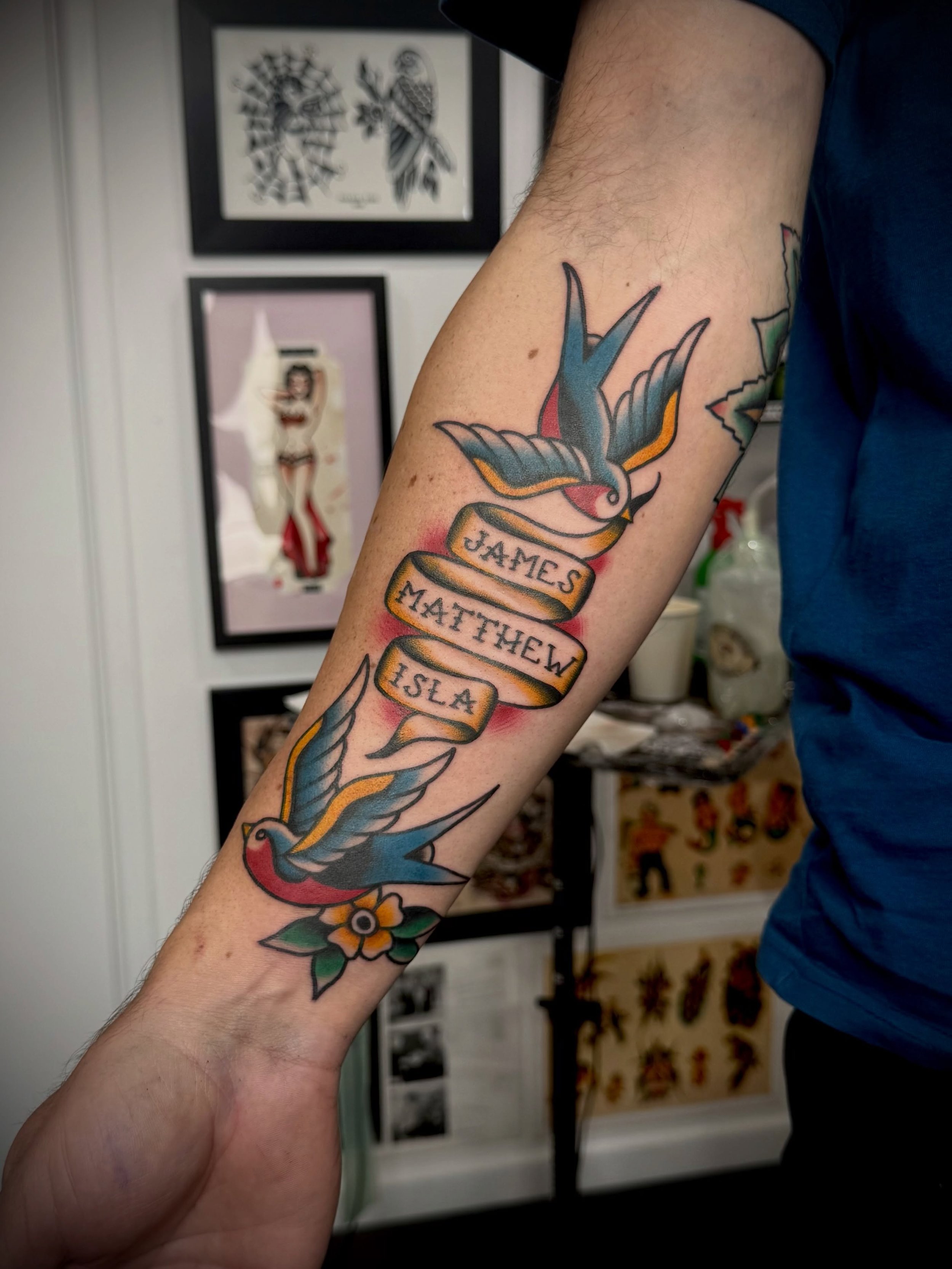 I haven&rsquo;t posted any colour in a while, so here&rsquo;s one added to Nicks collection today! Always good to have you in the studio mate 💙

#sunshinecoasttattoo #traditionaltattoo #brisbanetattoo #colourtraditional #tattoo