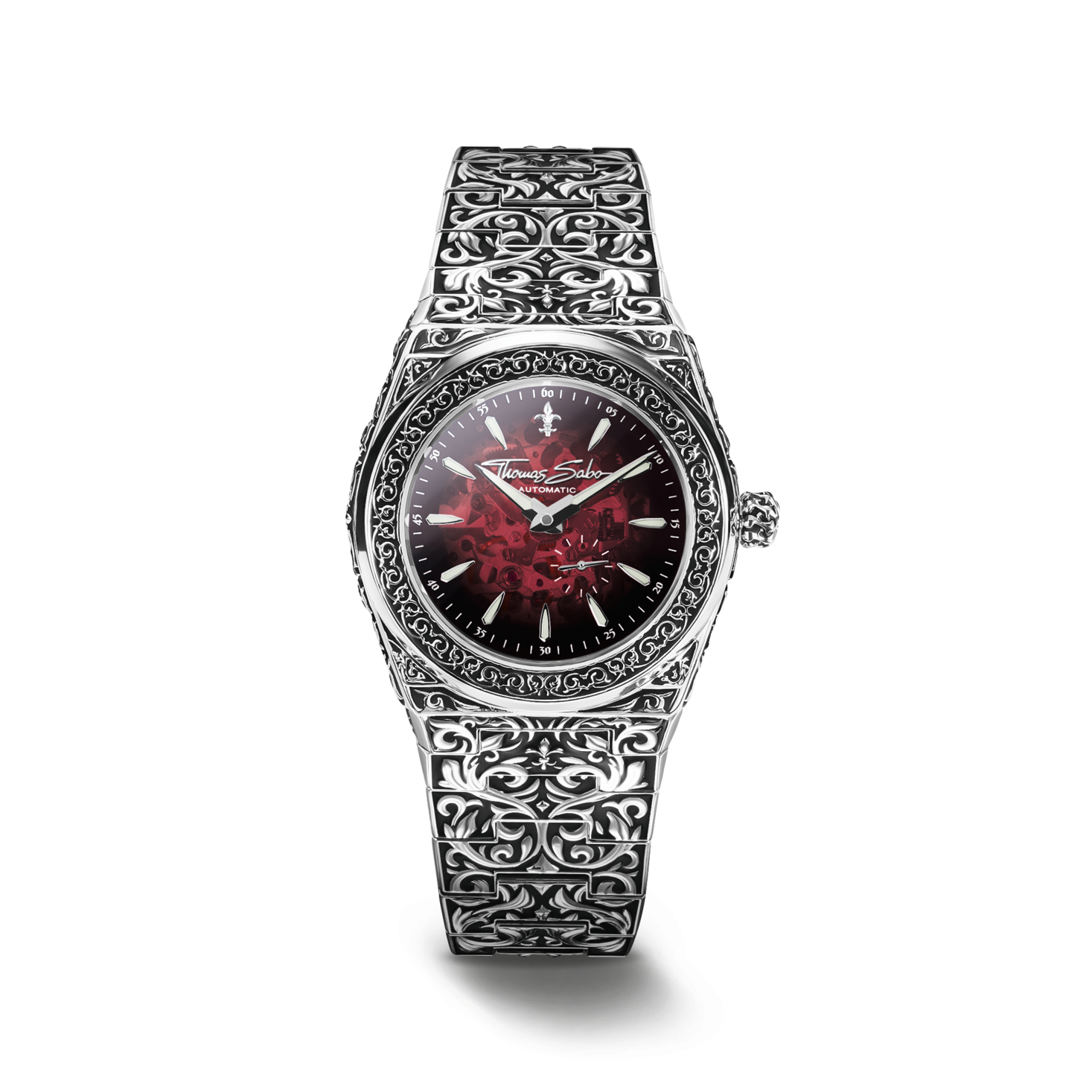 Montre squelette Revive Automatic à cadran fumé rouge par ACTE.5