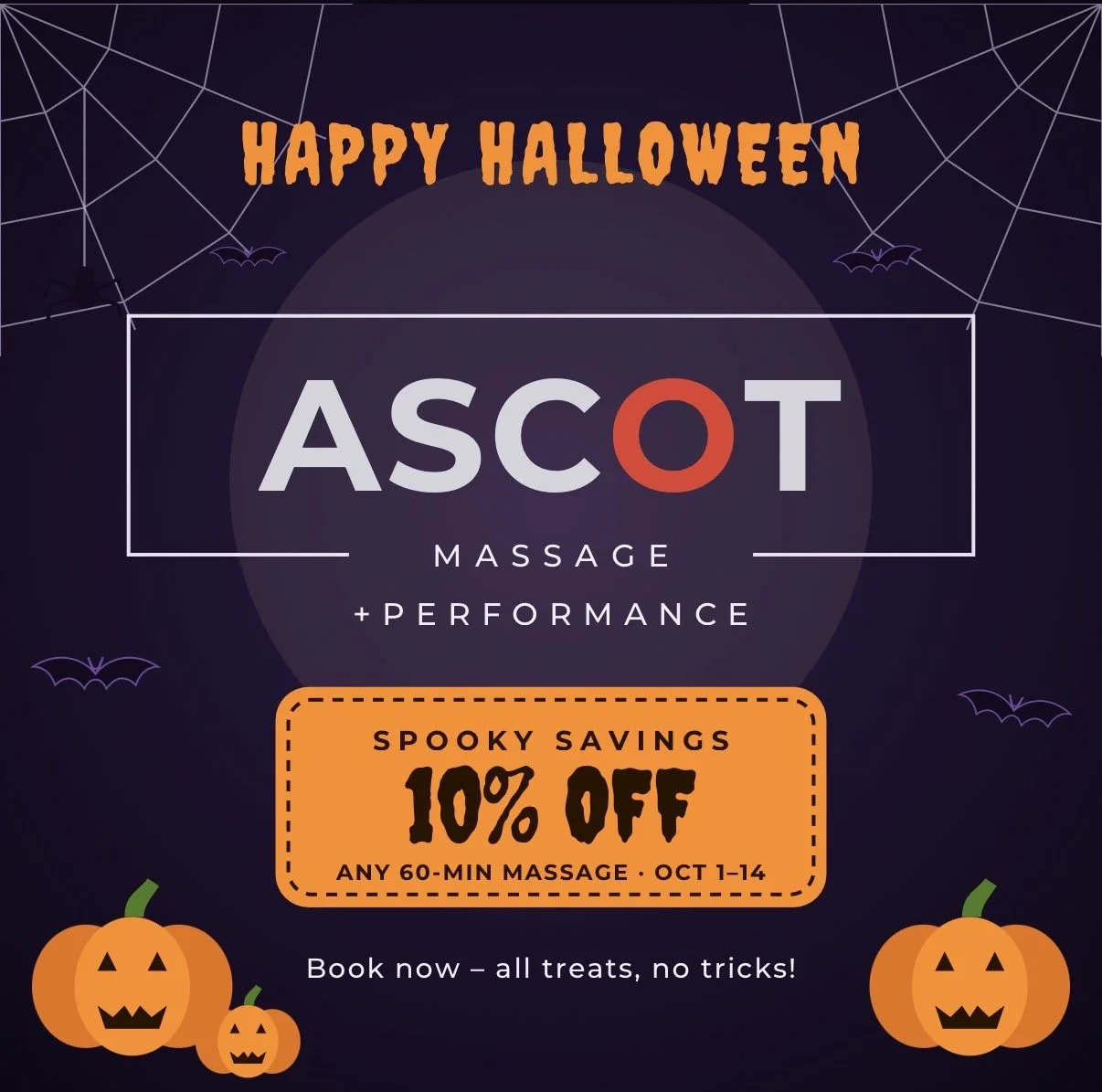 Spooky Savings at Ascot: 10% Off Massage This October 🎃