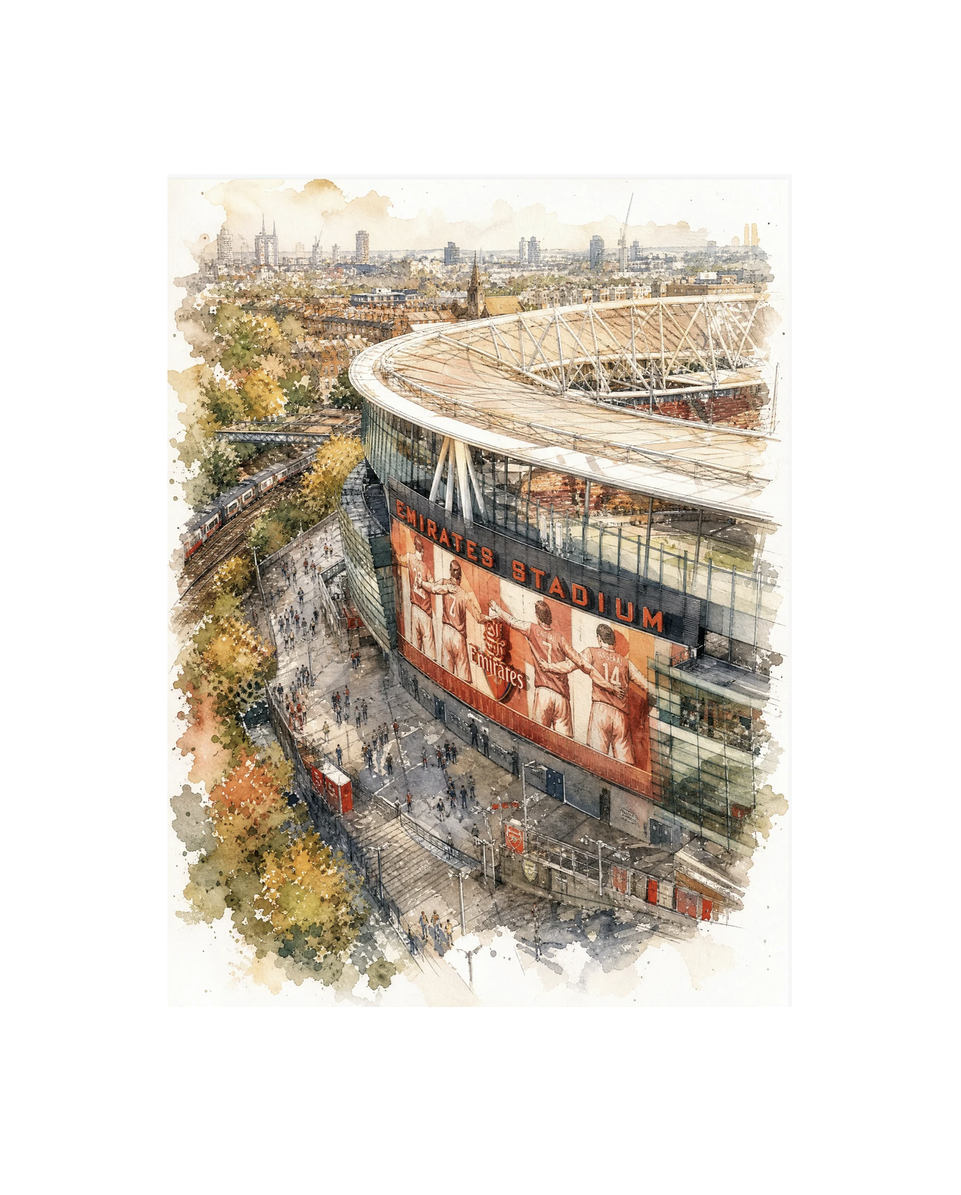 Emirates Stadium Watercolour Art Print A3 Framed 
 £79.95 