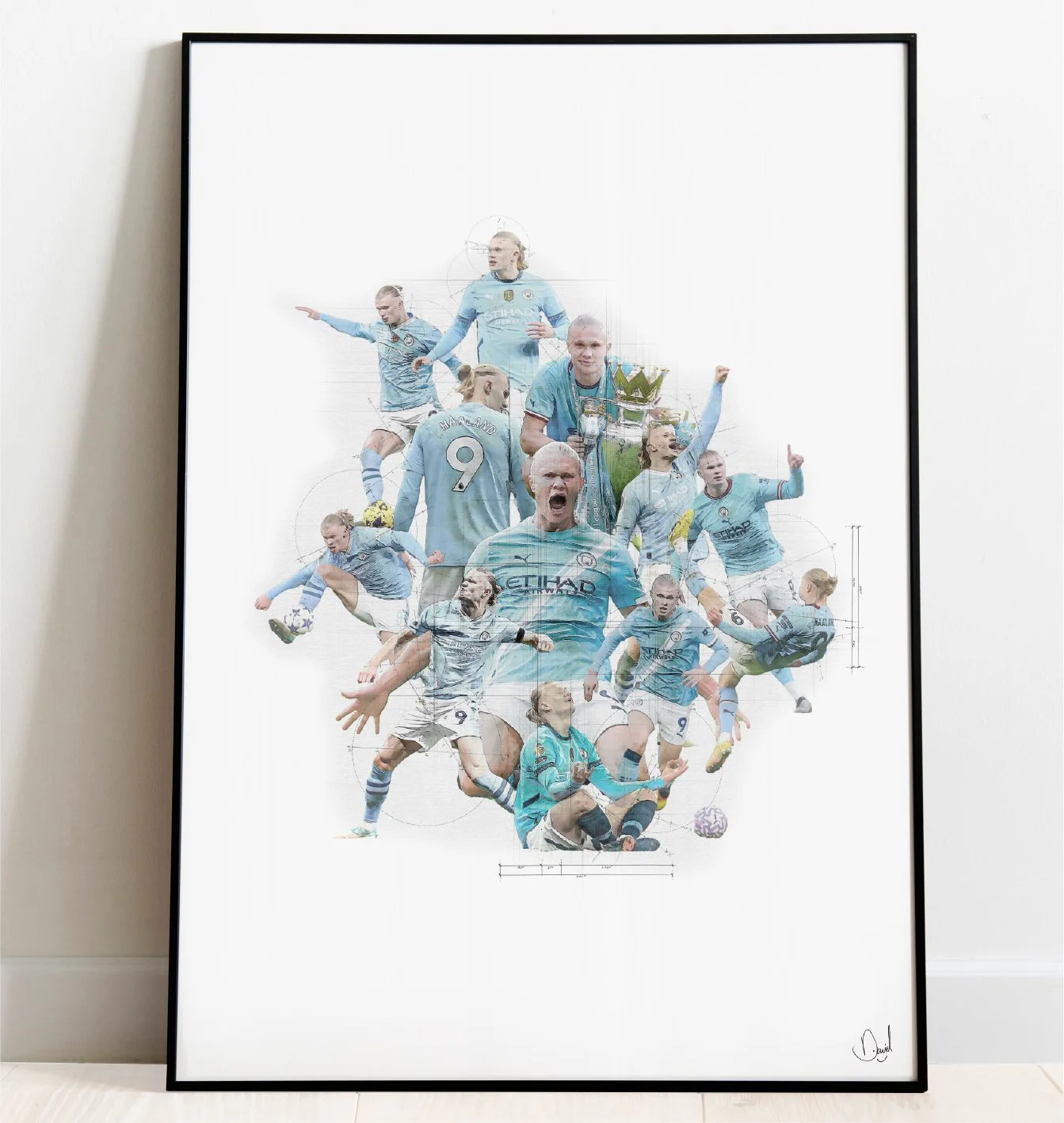 Manchester City – Haaland Blueprint Art Print | A3 Giclee Print - £39.99