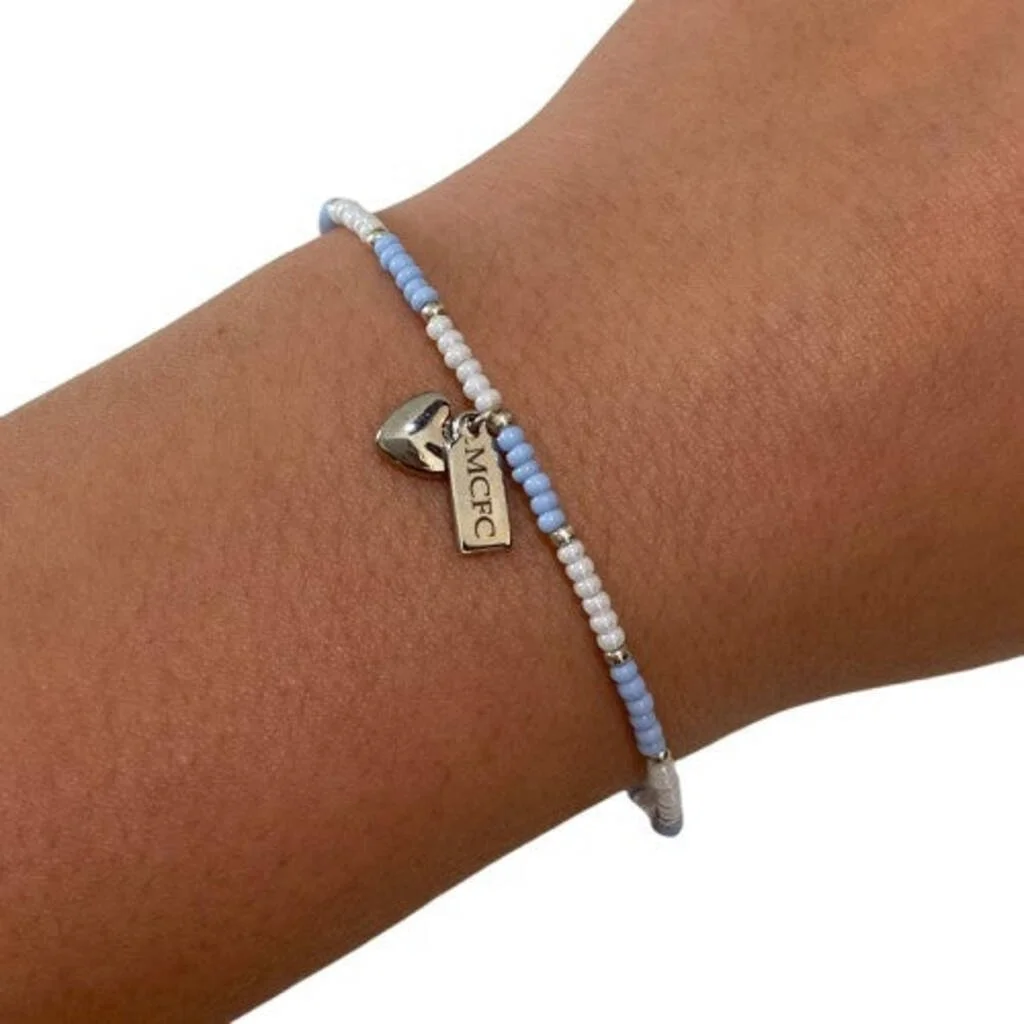 Manchester City Bead Bracelet With Heart Charm - £24.95