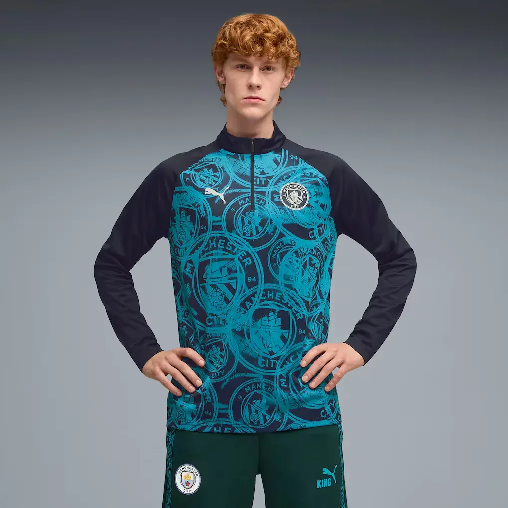 Manchester City PUMA Warm Up 1/4 Zip Top - Navy - £70.00