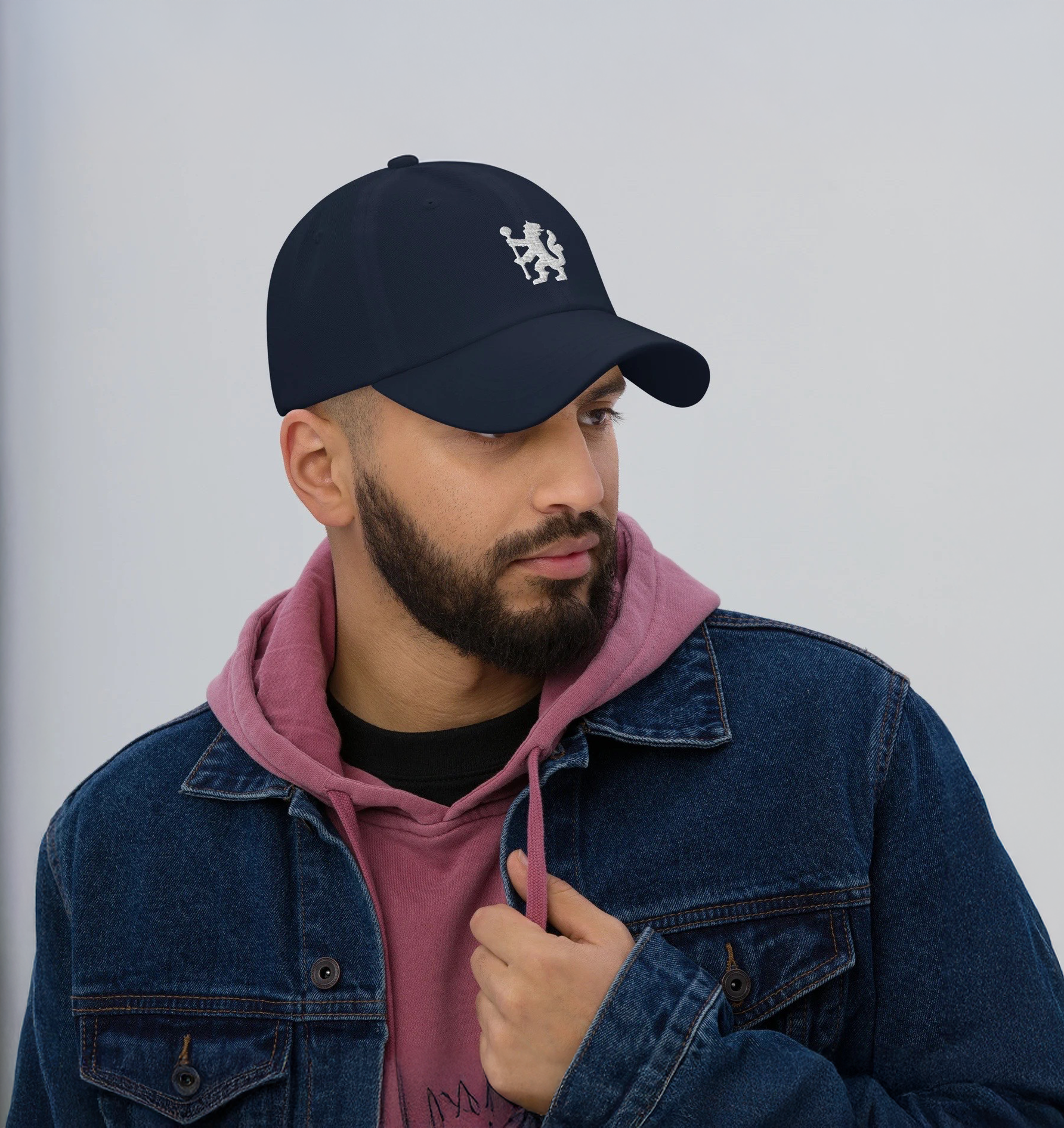 Blue Lion of London Minimalist Design Embroidered Dad Hat Soccer Football Cap - £30.27