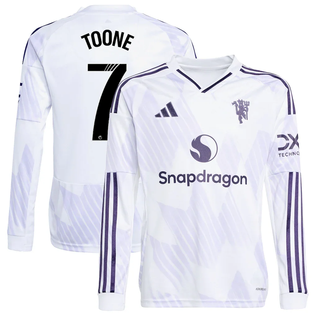 Manchester United WSL adidas Away Shirt 2025-26 - Kids - Long Sleeve with Toone 7 printing - £80.00