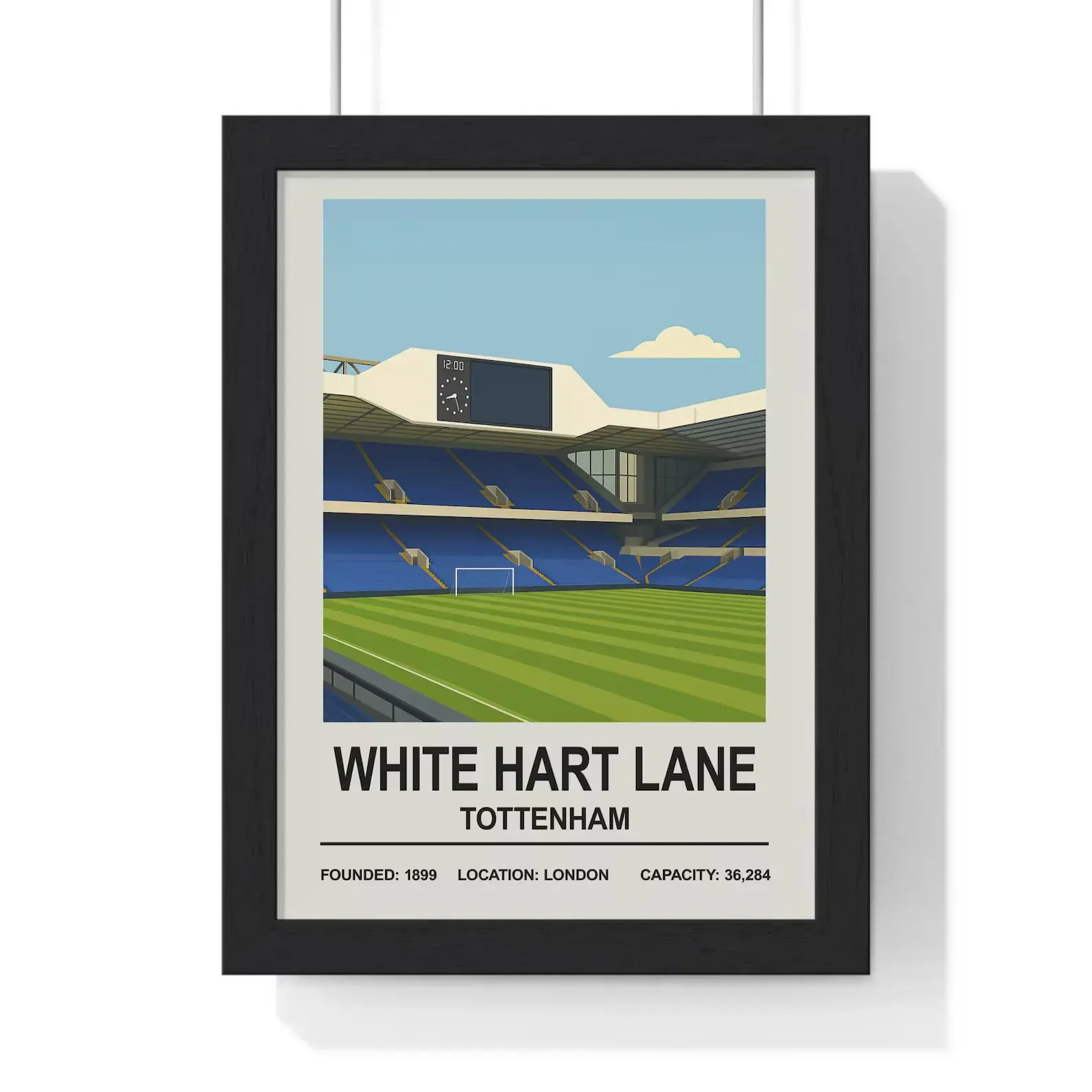 White Hart Lane Tottenham Hotspur FC Stadium Print | Vintage A3 Framed Print - £29.99